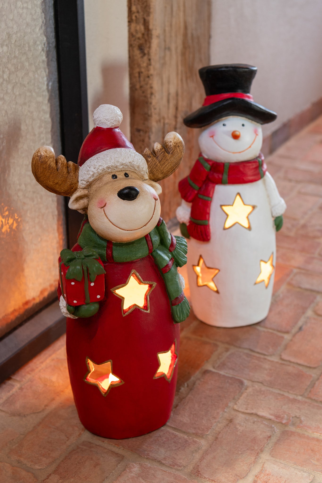 Theelichthouder Rendier Sjaal + Hoed Magnesium Multicolor Klein