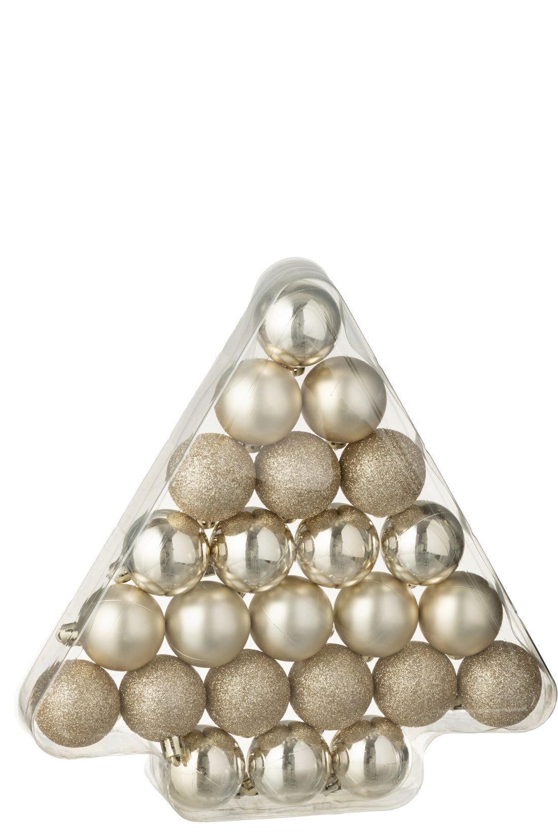 Doos van 24 kerstbal plastic licht beige