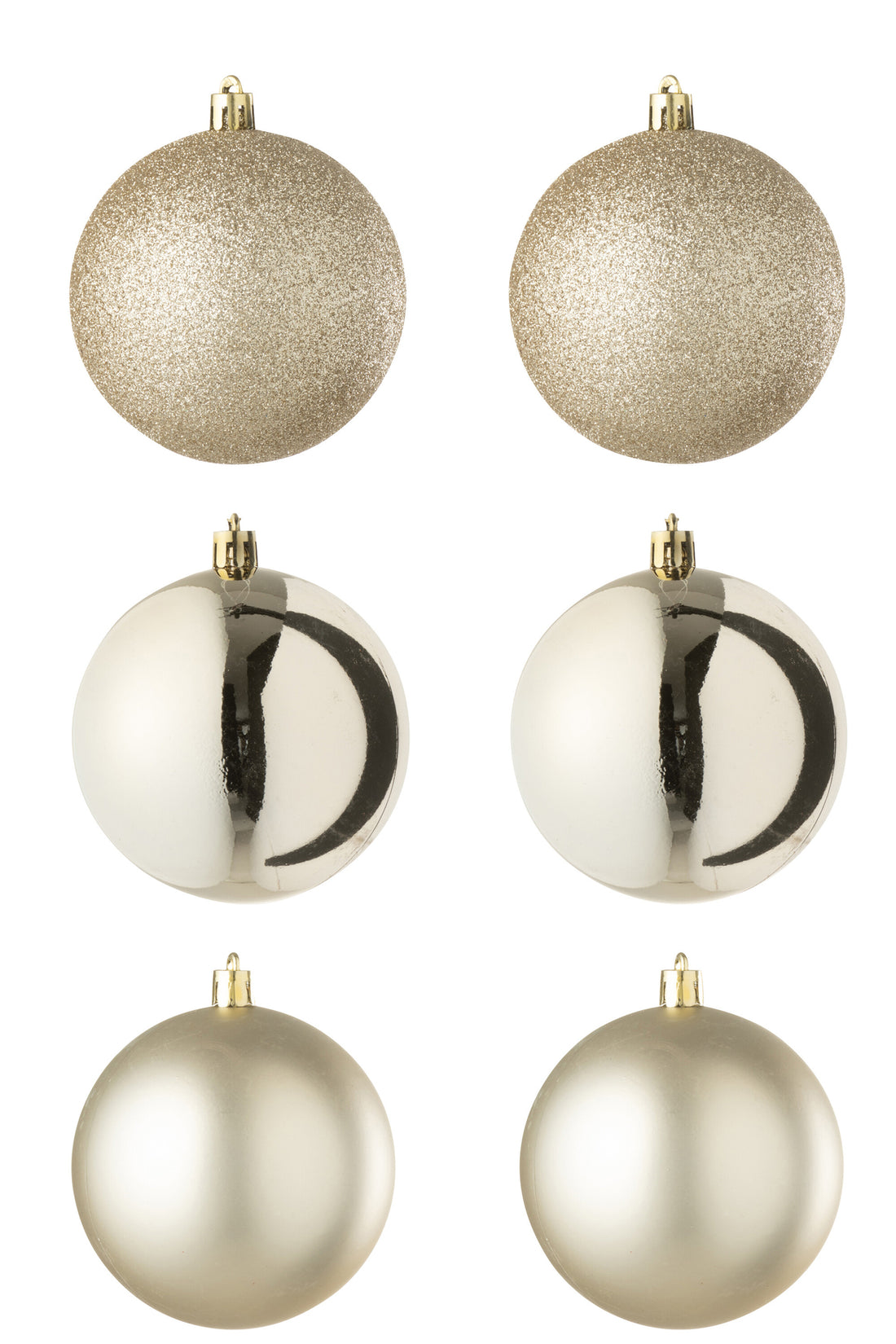 Doos van 6 kerstbal plastic licht beige