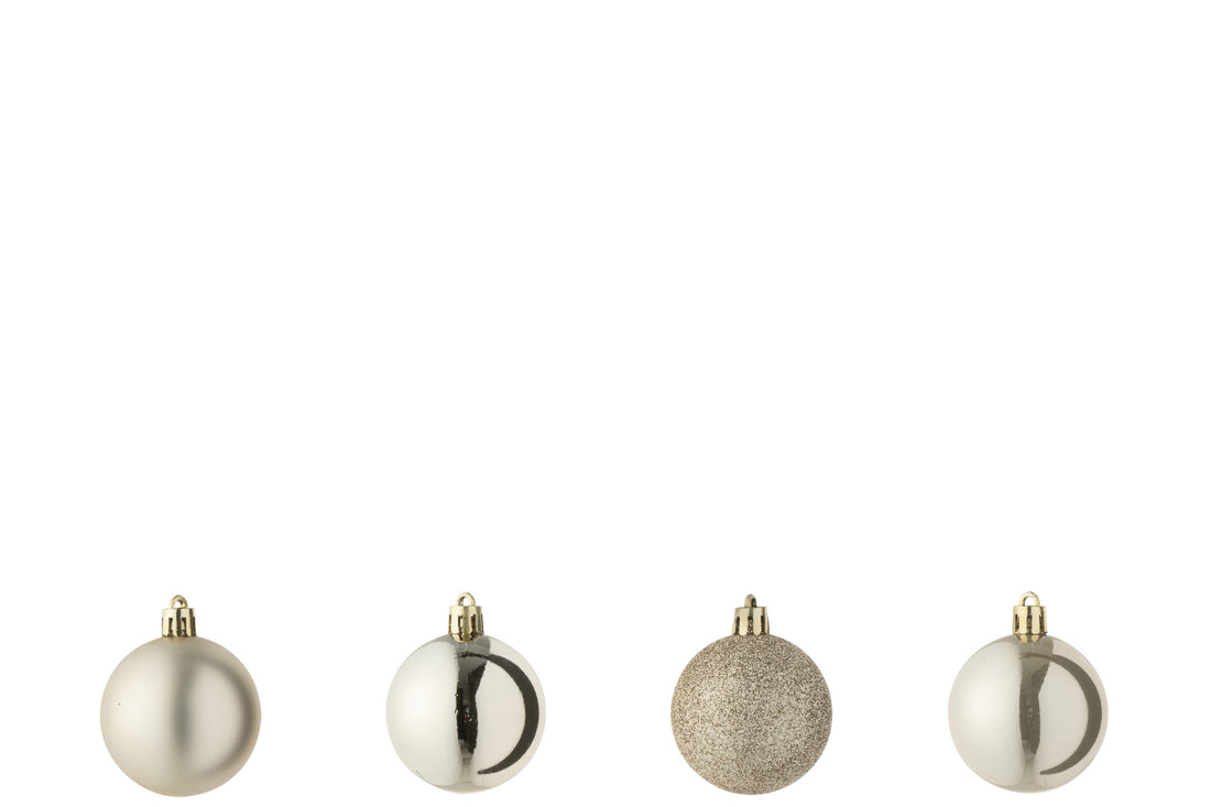 Doos met 40 kerstbal plastic licht beige