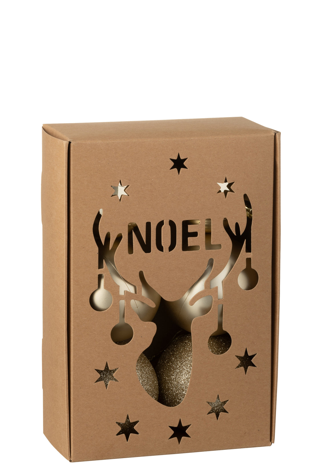 Doos van 6 kerstballen plastic champagnekleurig