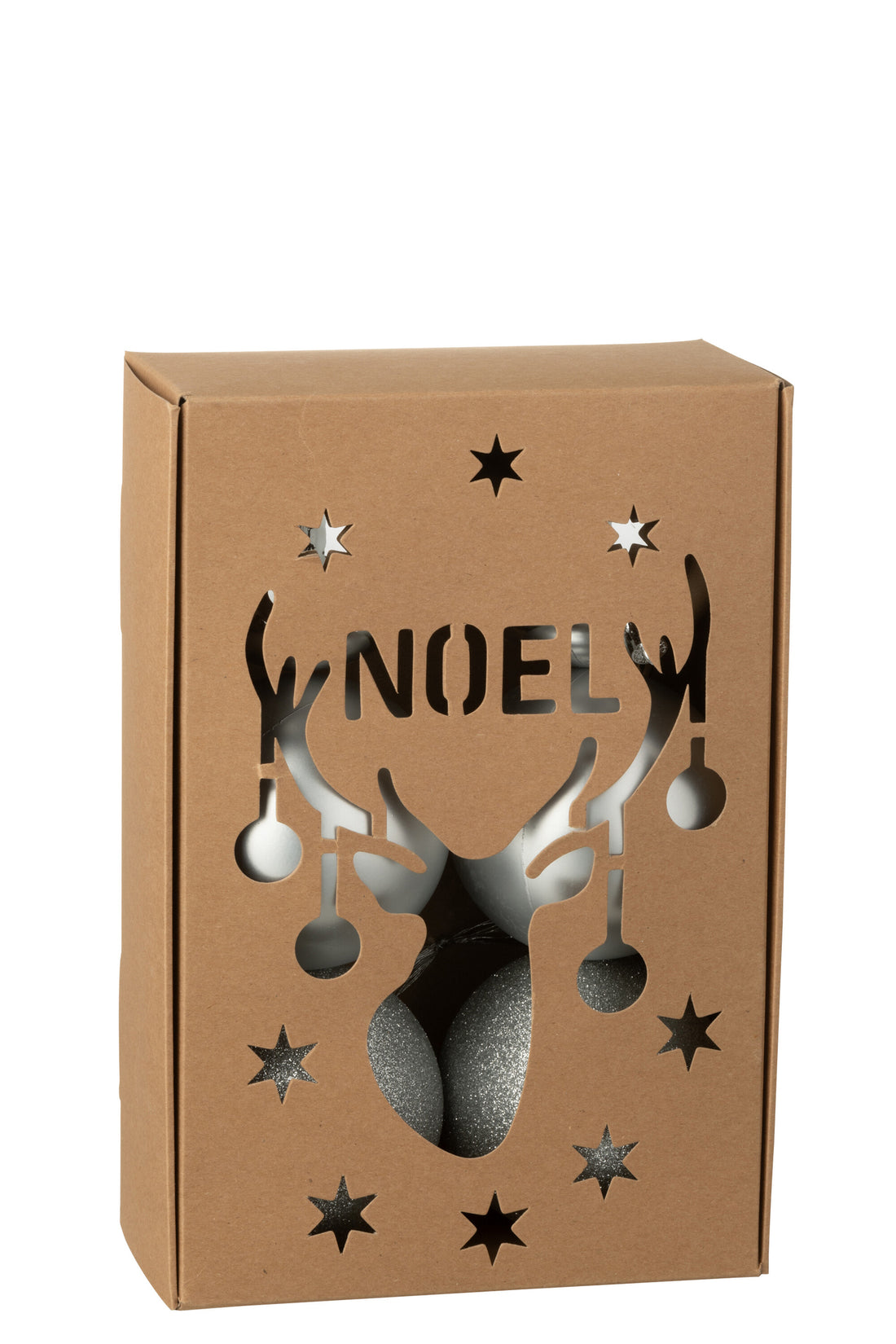 Doos van 6 kerstbal plastic zilverkleurig