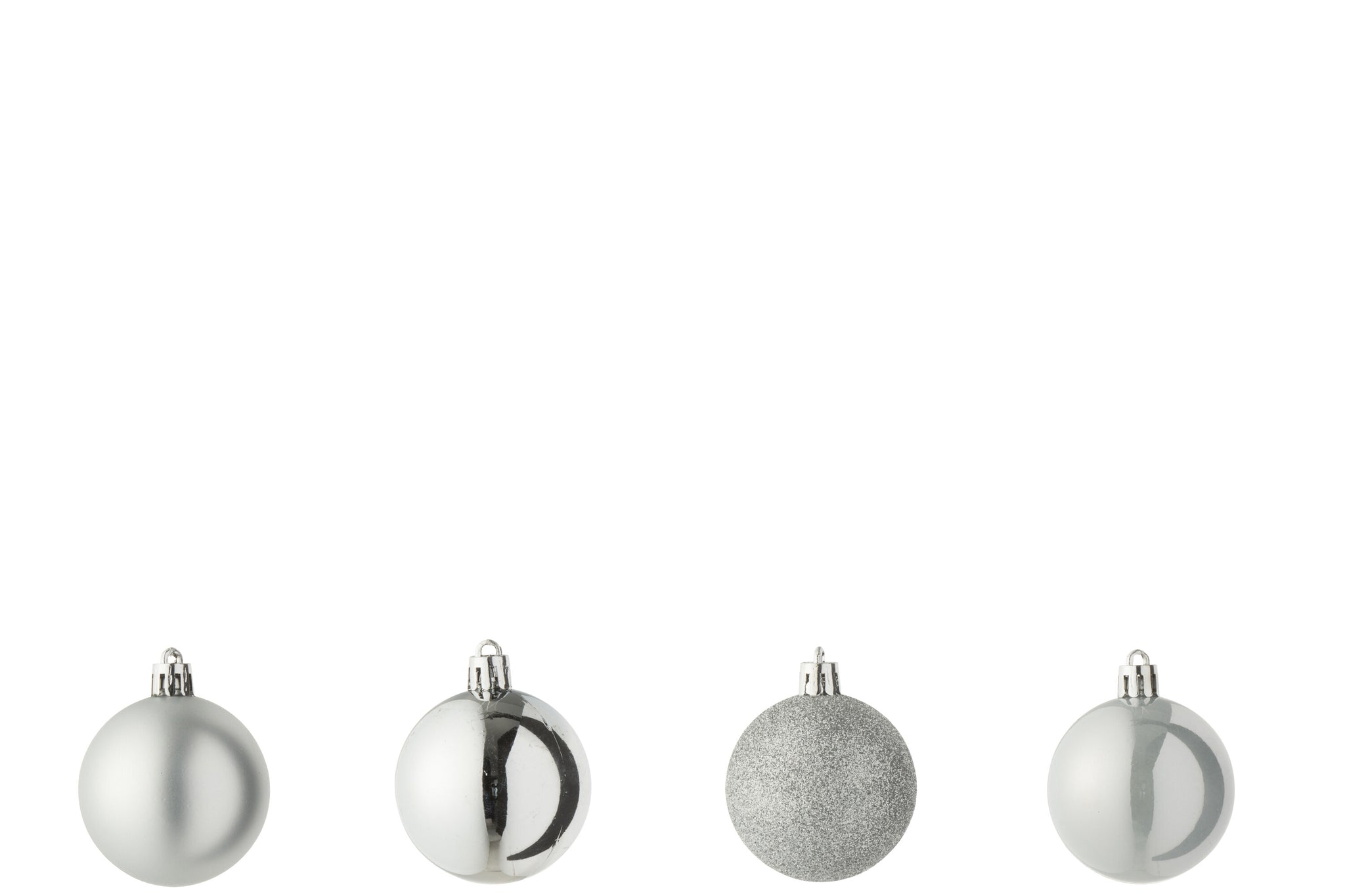 Doos van 40 kerstbal plastic zilverkleurig