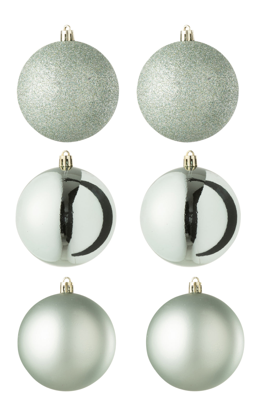 Doos van 6 kerstbal plastic muntgroen