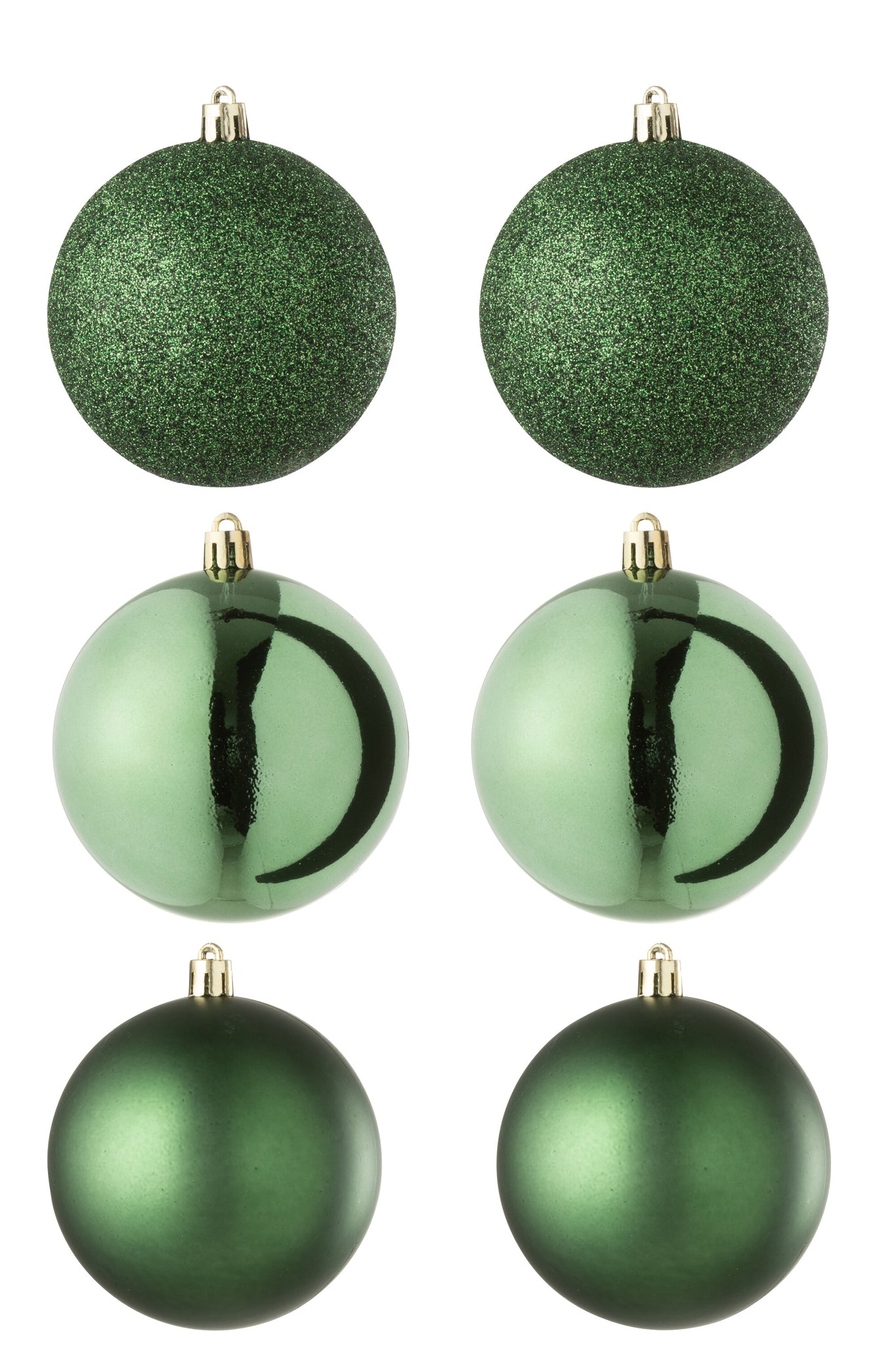 Doos van 6 kerstbal plastic smaragdgroen