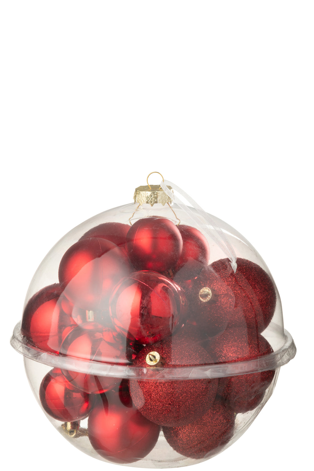 Doos van 24 kerstbal plastic kerst rood