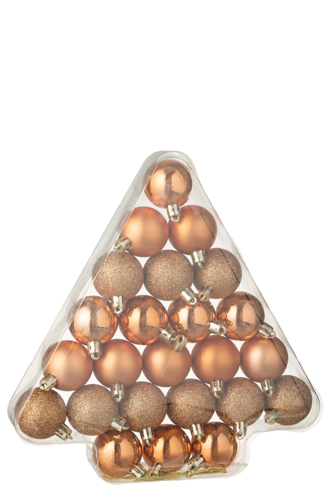 Doos van 24 kerstbal plastic oranje