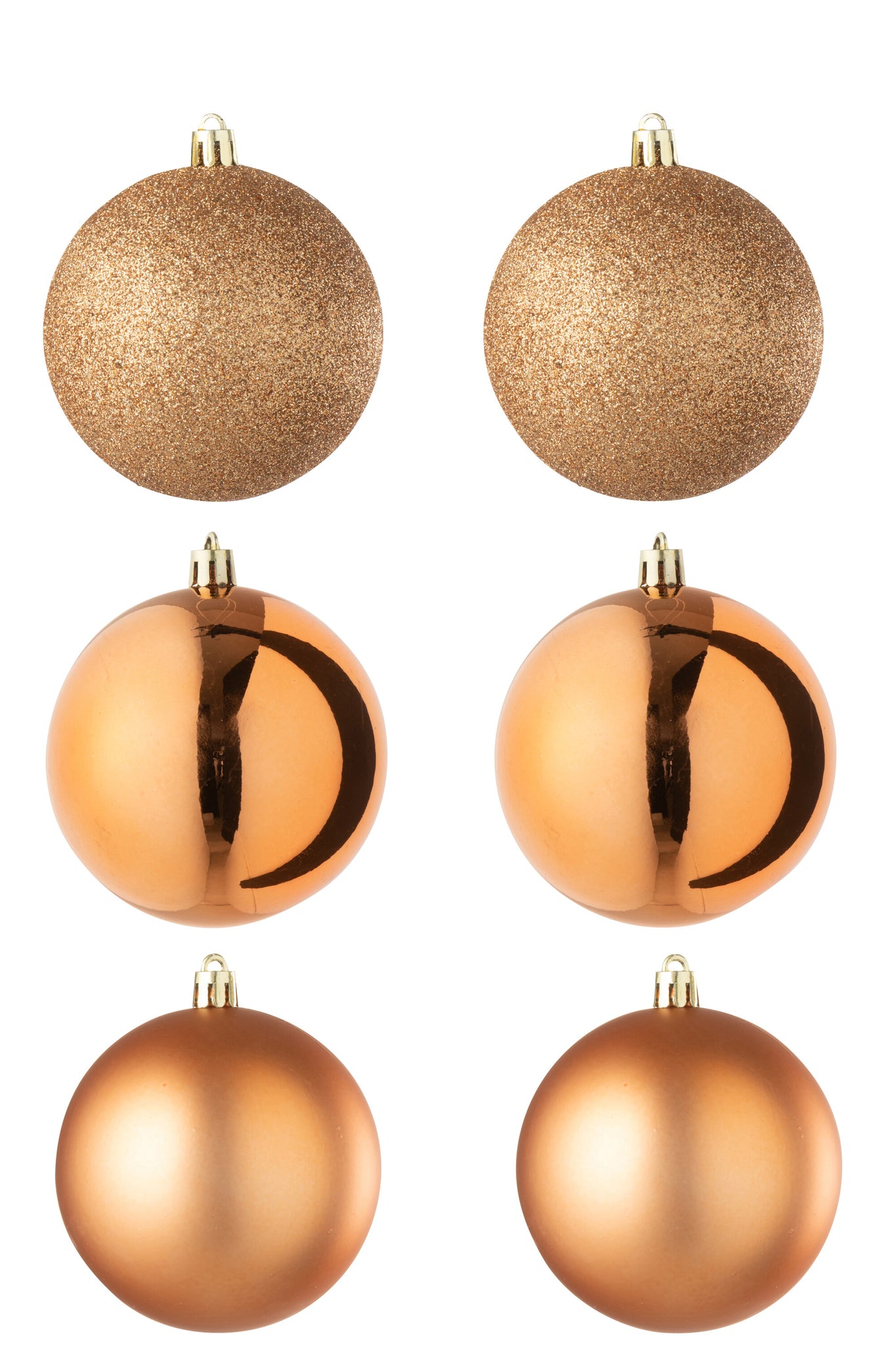 Doos van 6 kerstbal plastic oranje