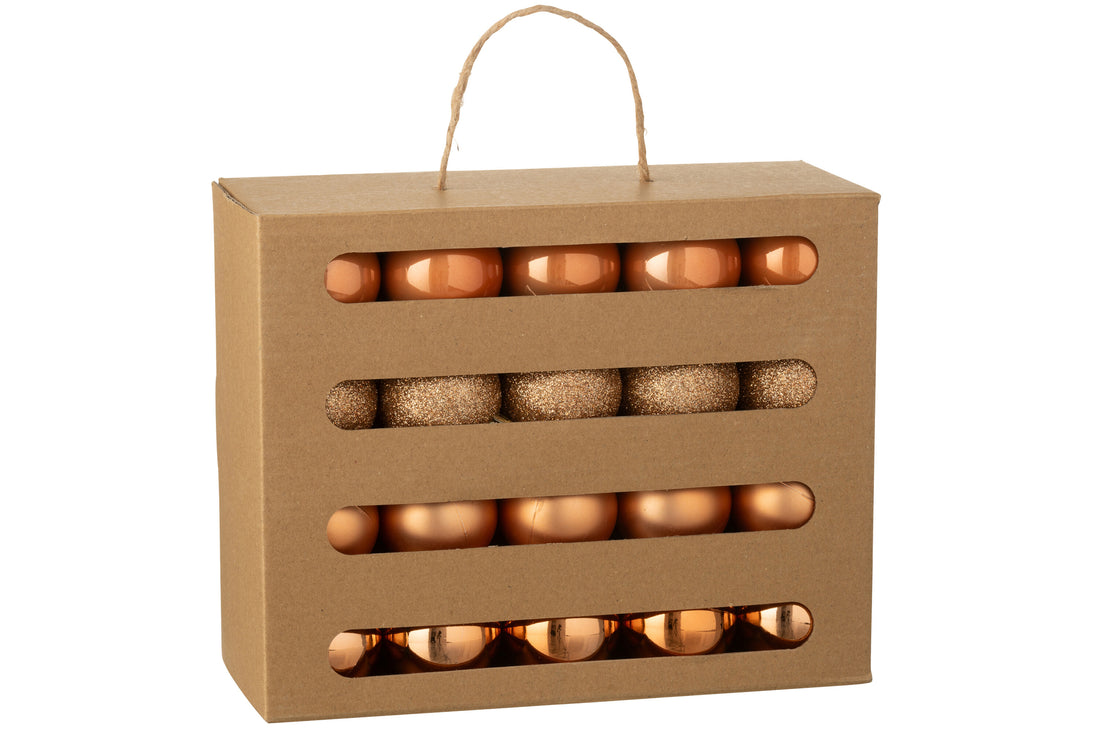 Doos van 40 kerstbal plastic oranje