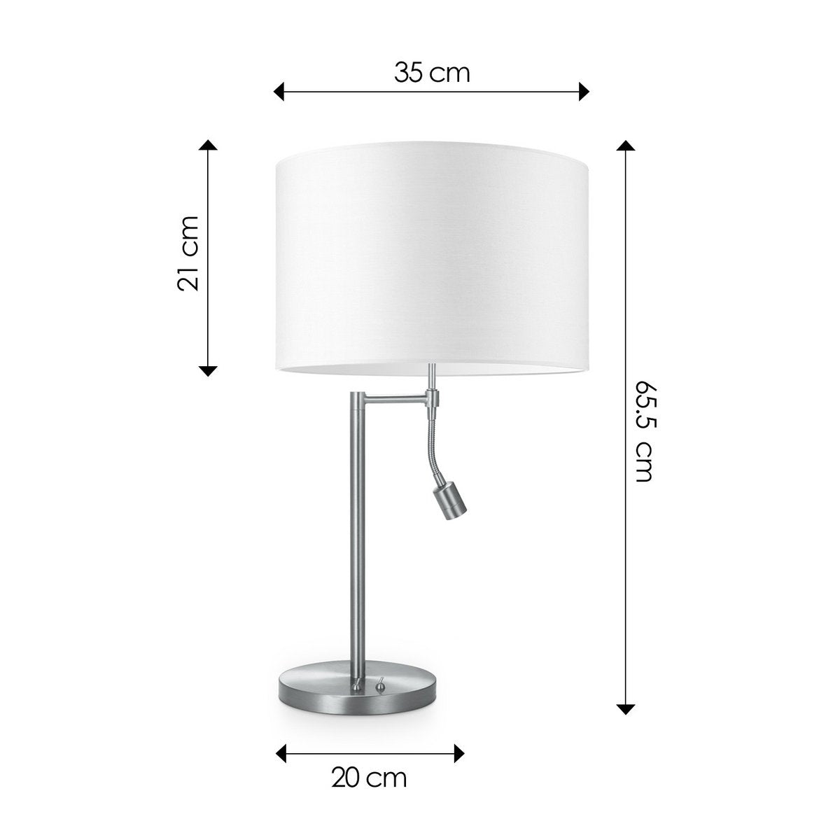Tafellamp Read, LED Leeslamp, E27, wit 35x35x47cm