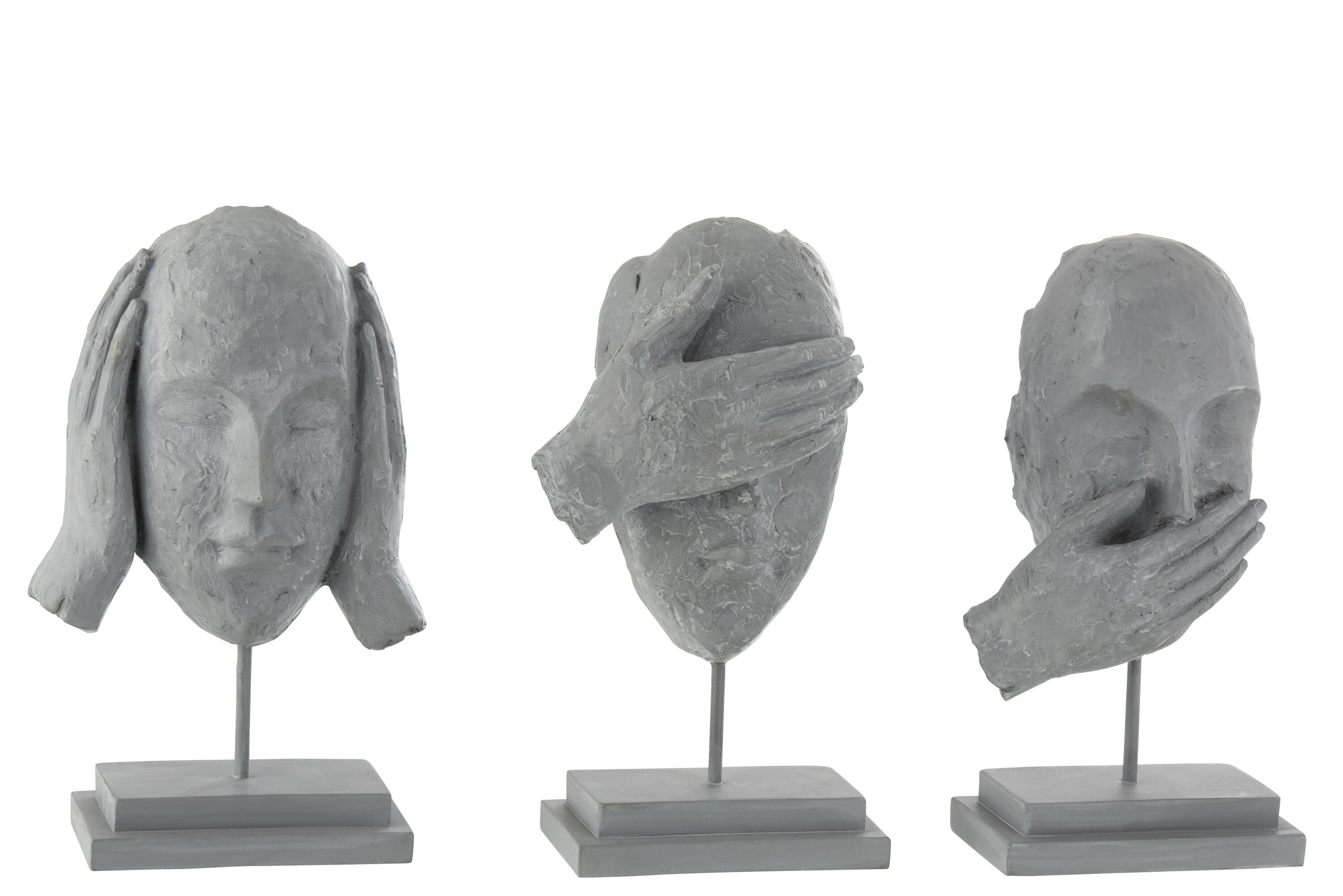 Beeld Zie/Hoor/Praat Geen Kwaad Poly Grijs Assortiment Van 3