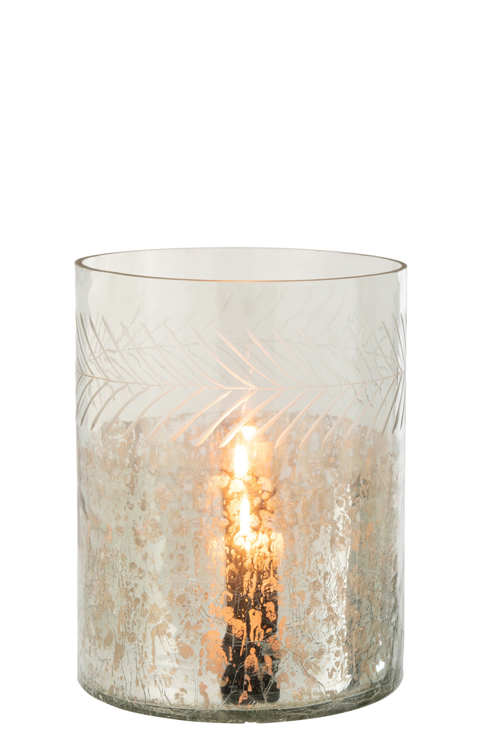 Orkaan Klassiek Craquelure Glas Transparant/Zilver Groot