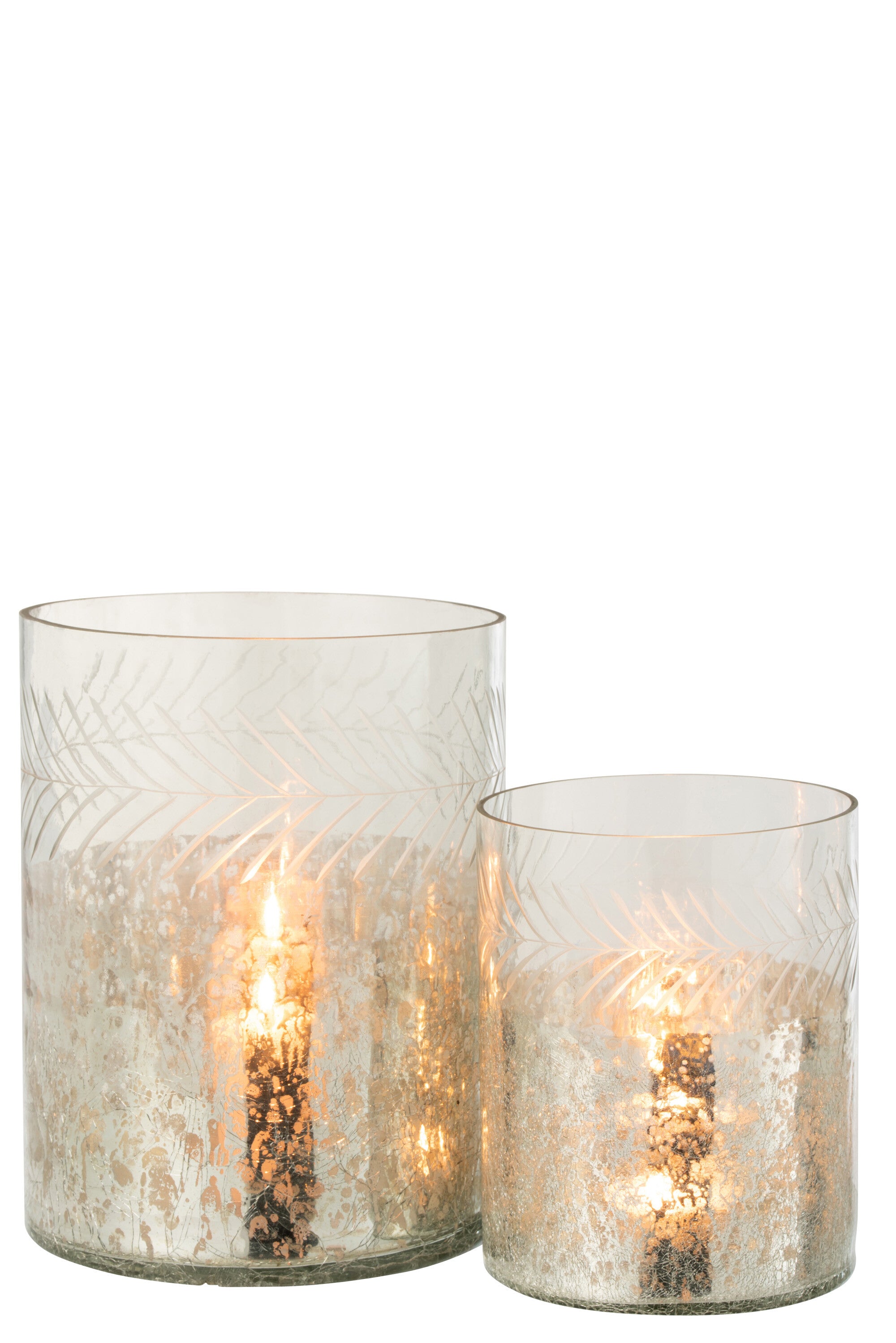 Orkaan Klassiek Craquelure Glas Transparant/Zilver Groot