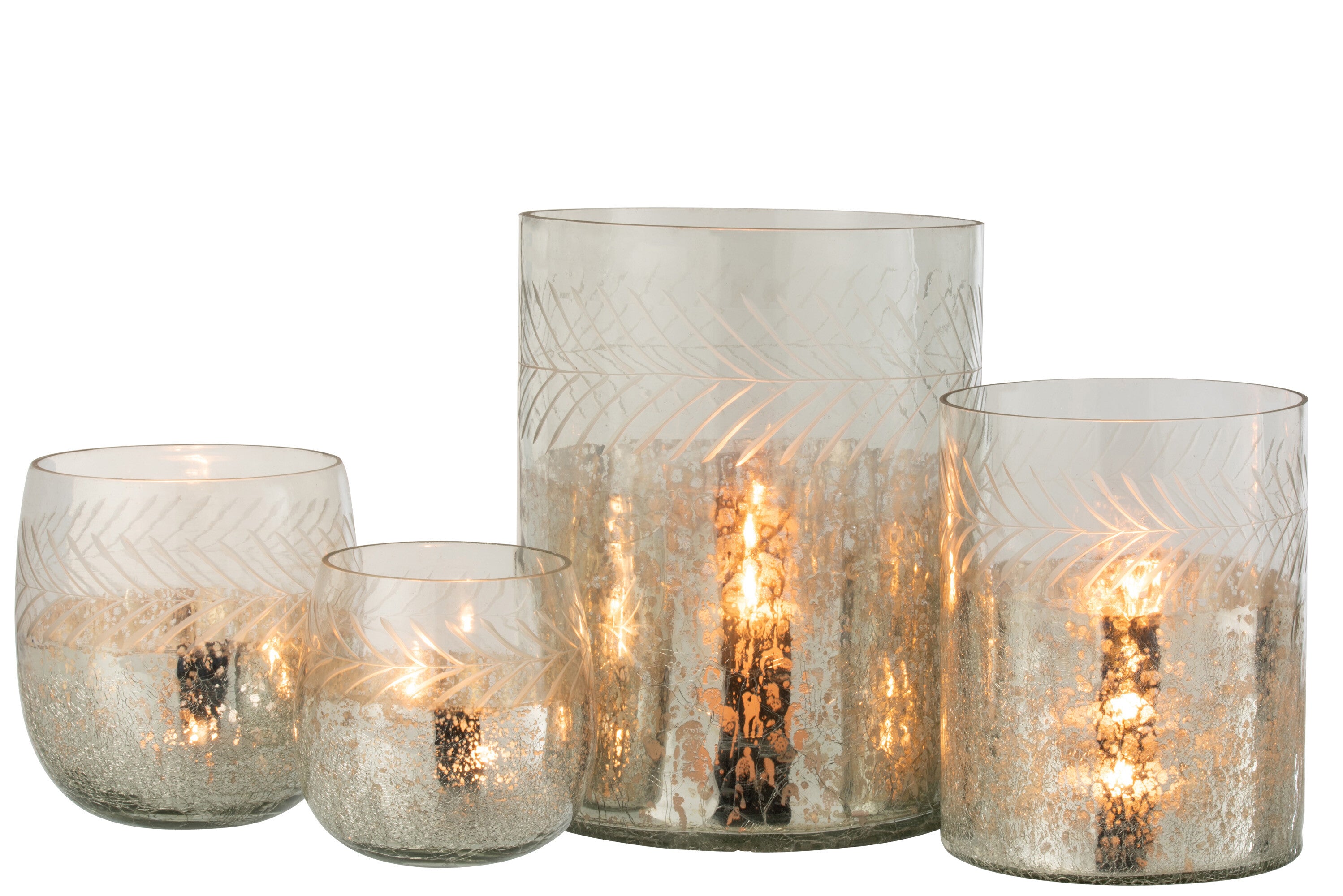 Orkaan Klassiek Craquelure Glas Transparant/Zilver Groot