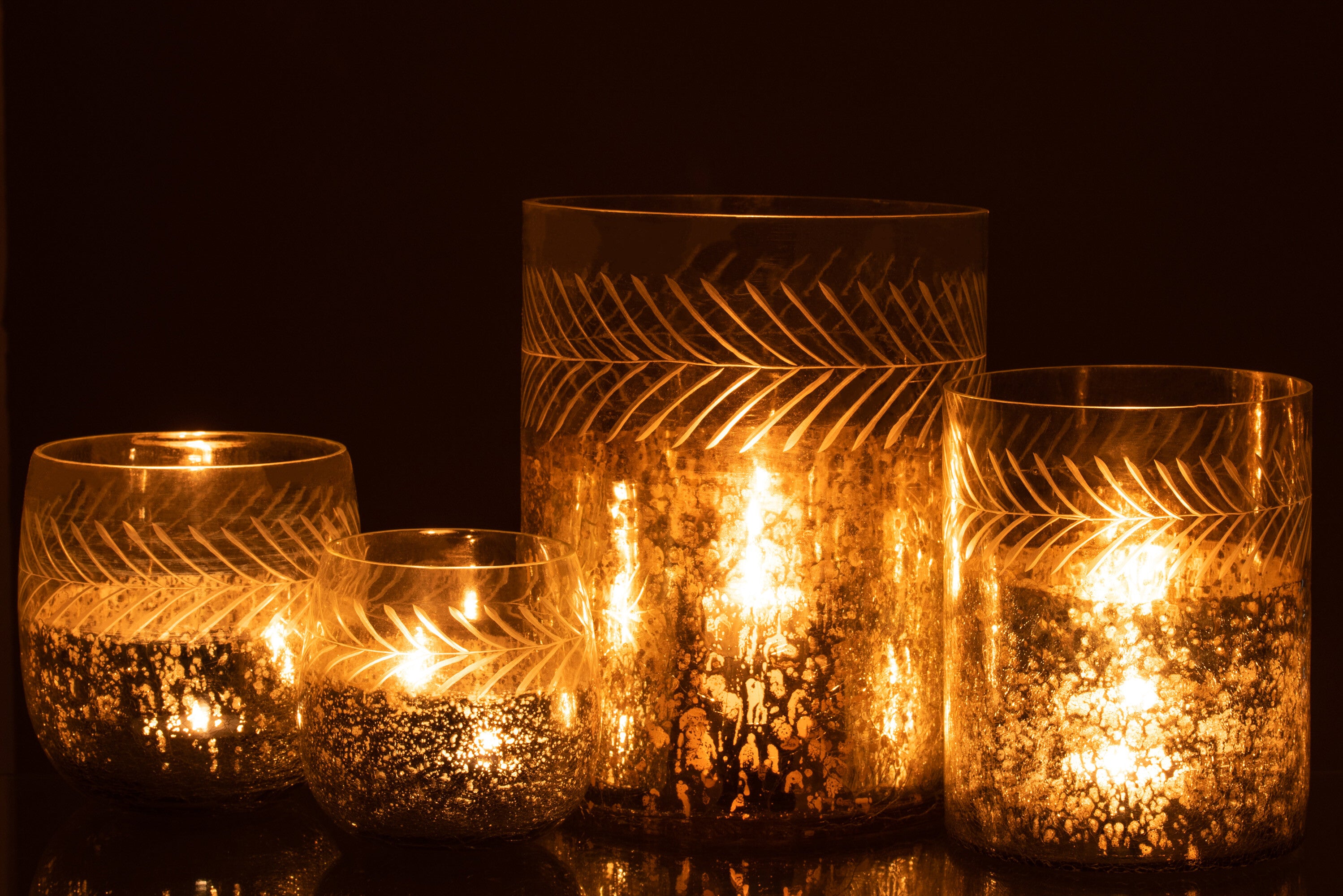 Orkaan Klassiek Craquelure Glas Transparant/Zilver Groot