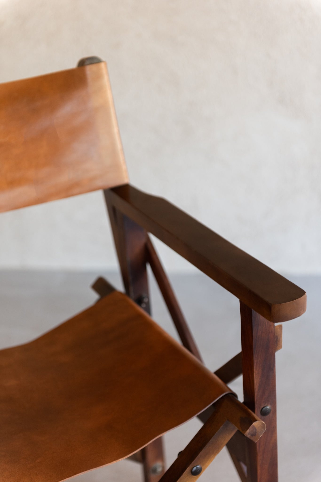 Directe Stoel Opvouwbaar Hout/Leer Cognac Xx
