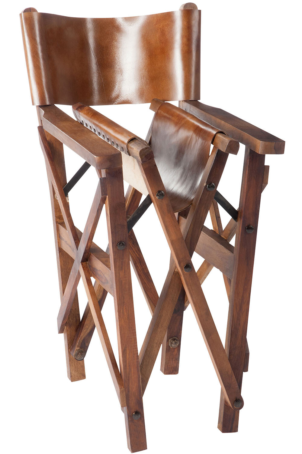 Directe Stoel Opvouwbaar Hout/Leer Cognac Xx