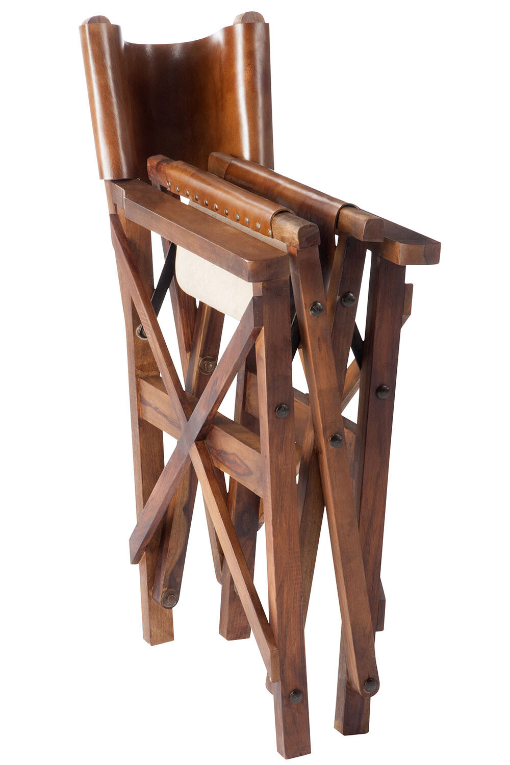 Directe Stoel Opvouwbaar Hout/Leer Cognac Xx
