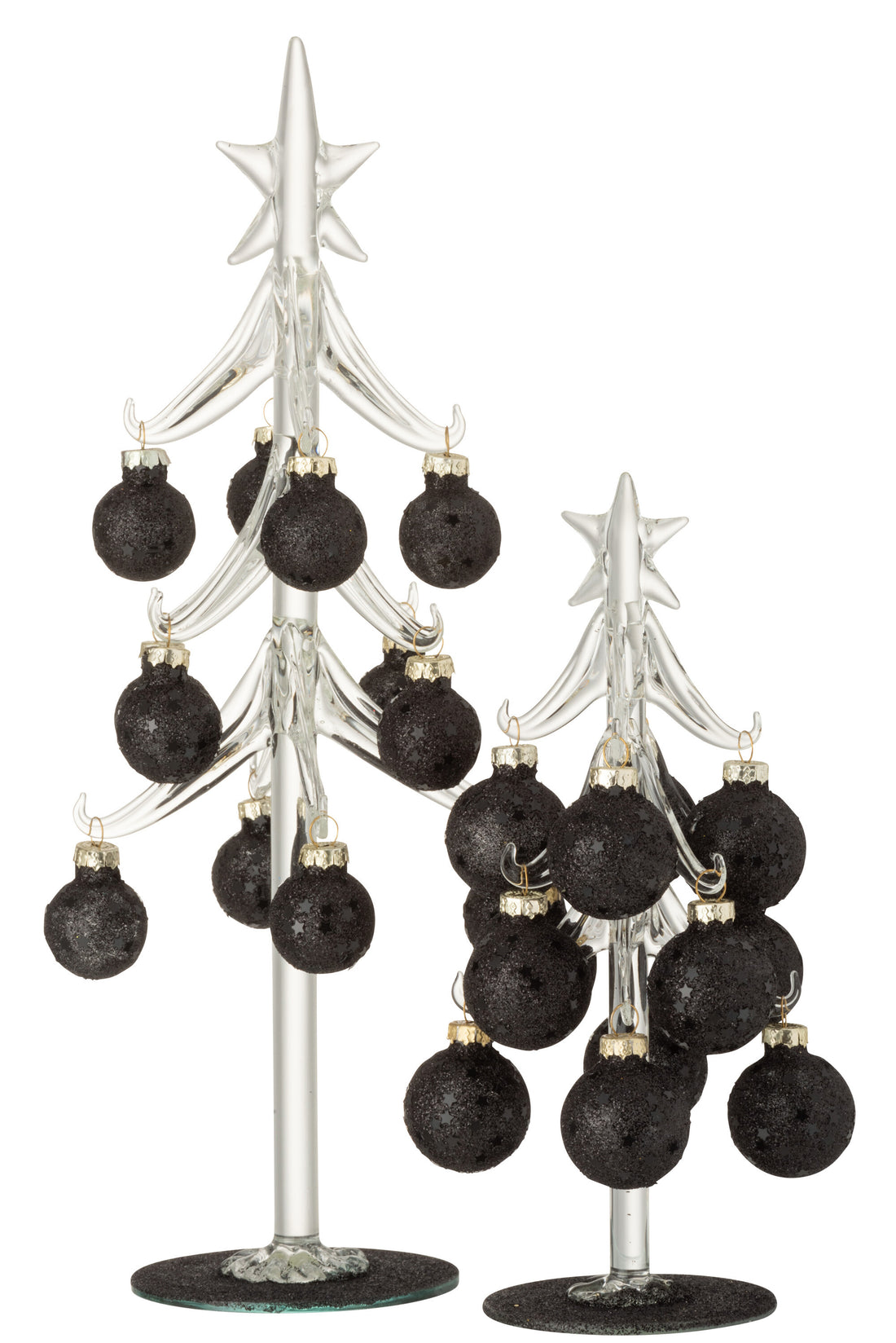 Boom Witte Kerstballen Sterren Glas Zwart Medium