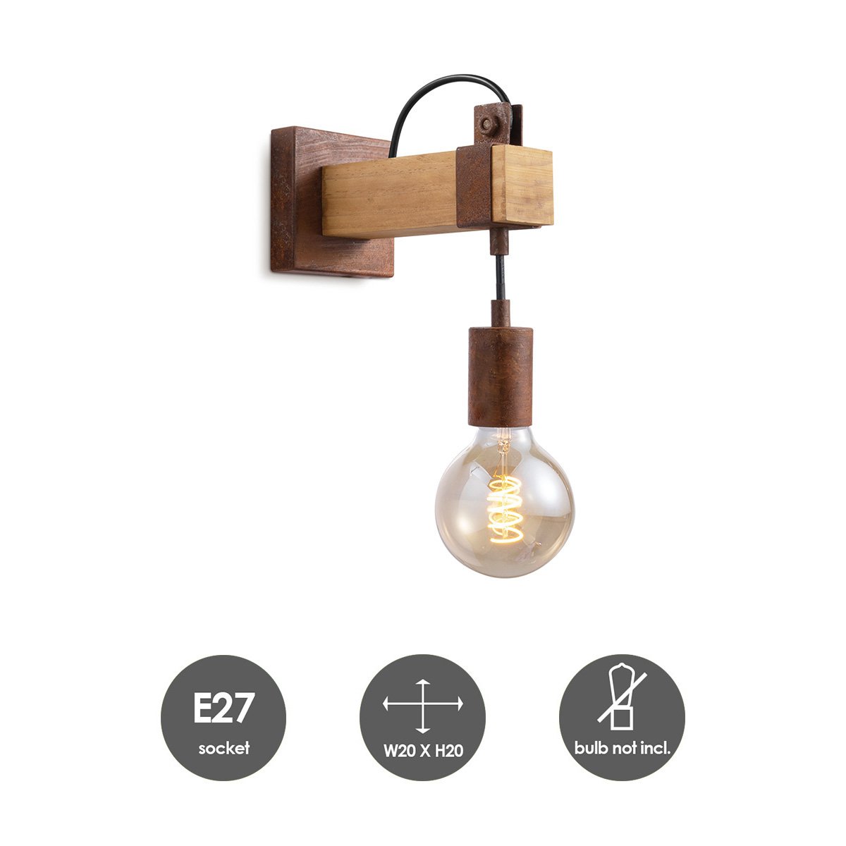 Vintage Wandlamp Denton | 10/20/23cm | Roest E27