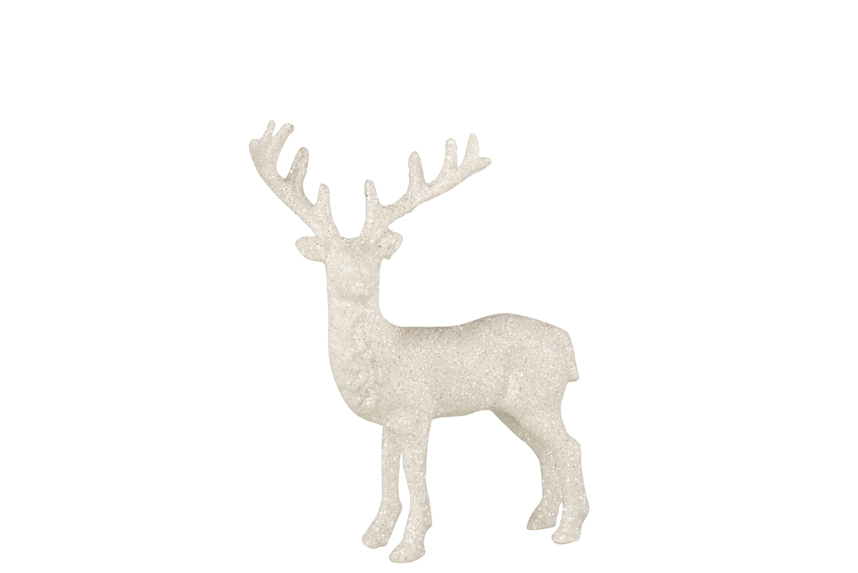 J-Line Rendier kersthanger - kunststof - glitter/ wit - 3x -