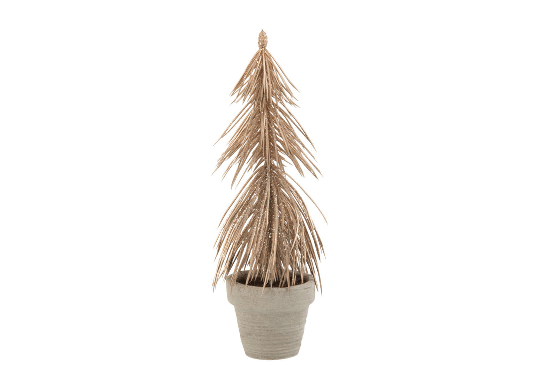 Dennenboom in pot glitter plastic champagne