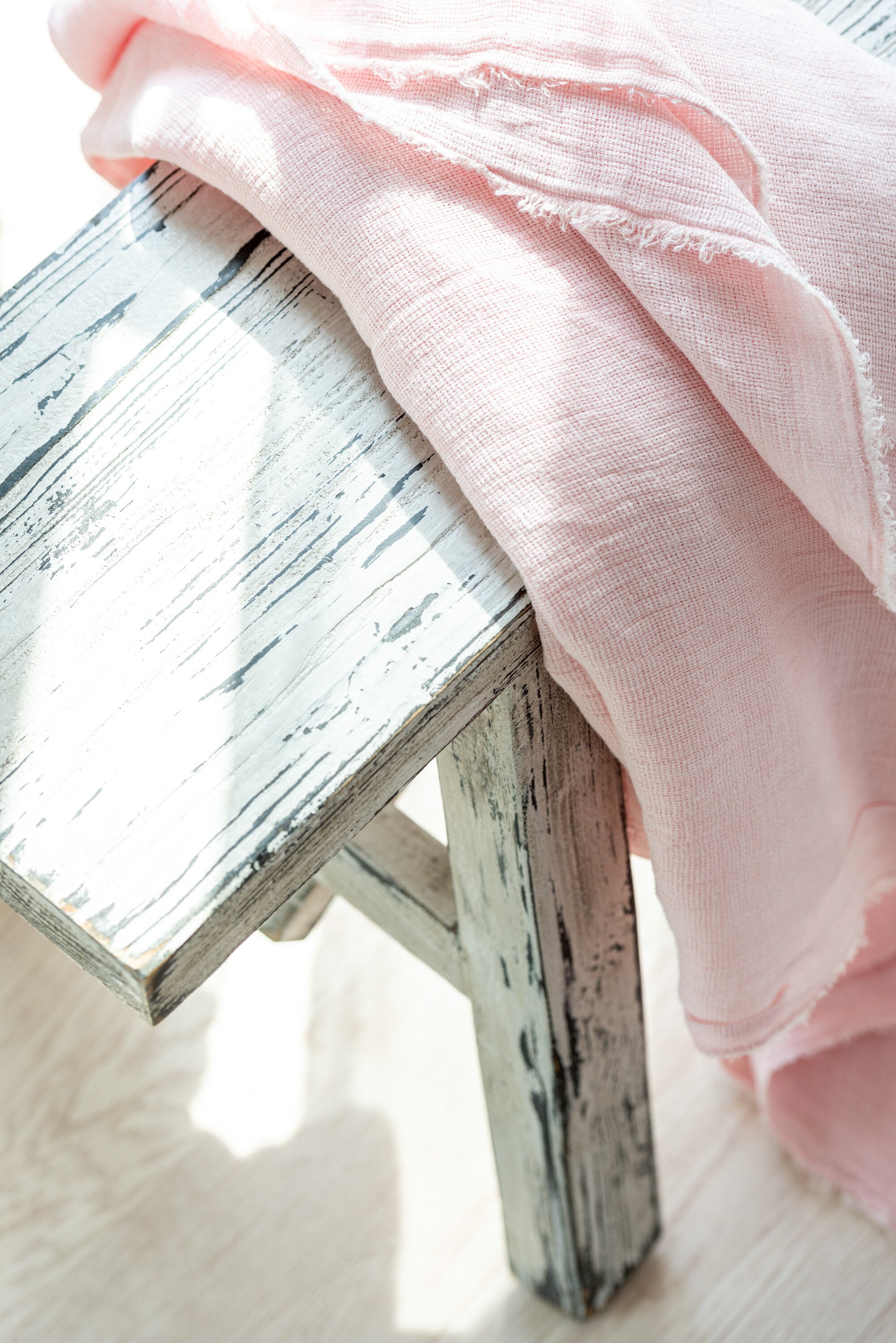 J-Line Plaid - linnen - roze - 200 x 150 cm