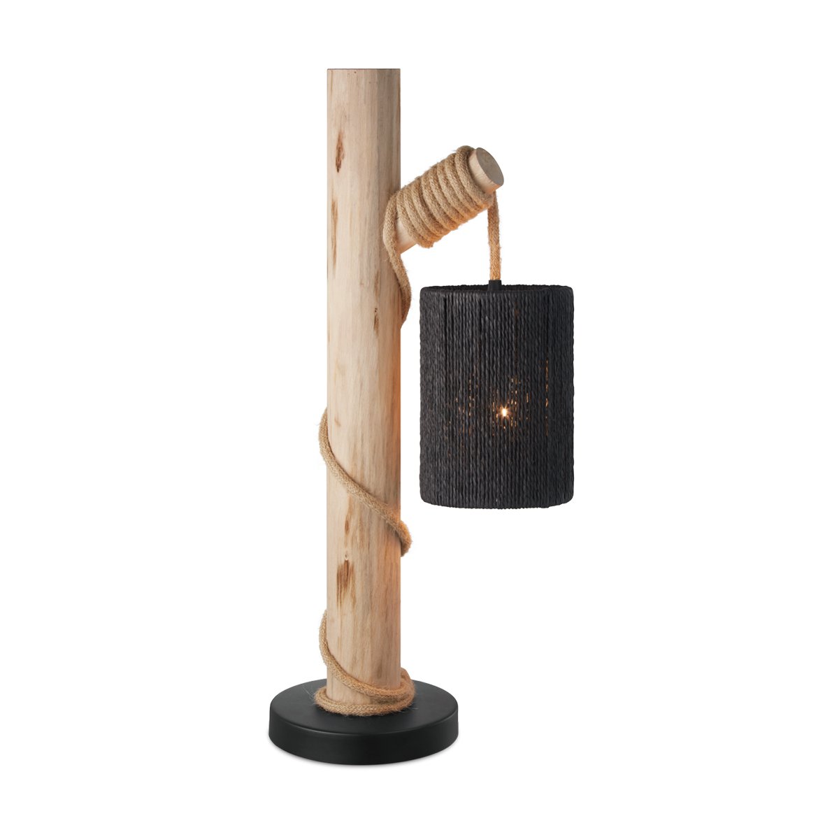 Landelijke tafellamp Maritime - bedlampje - Zwart Touw