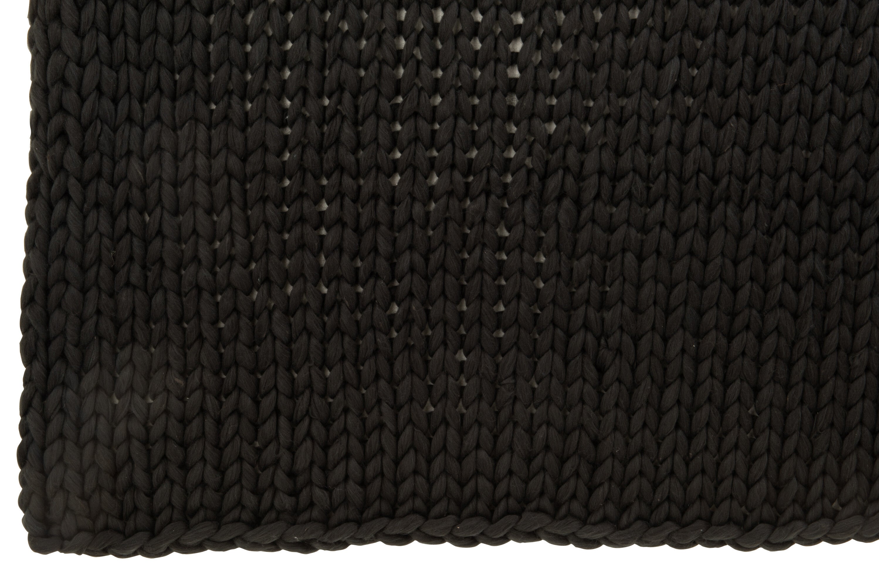 J-Line Plaid gebreid - polyester - zwart - 154 x 140 cm