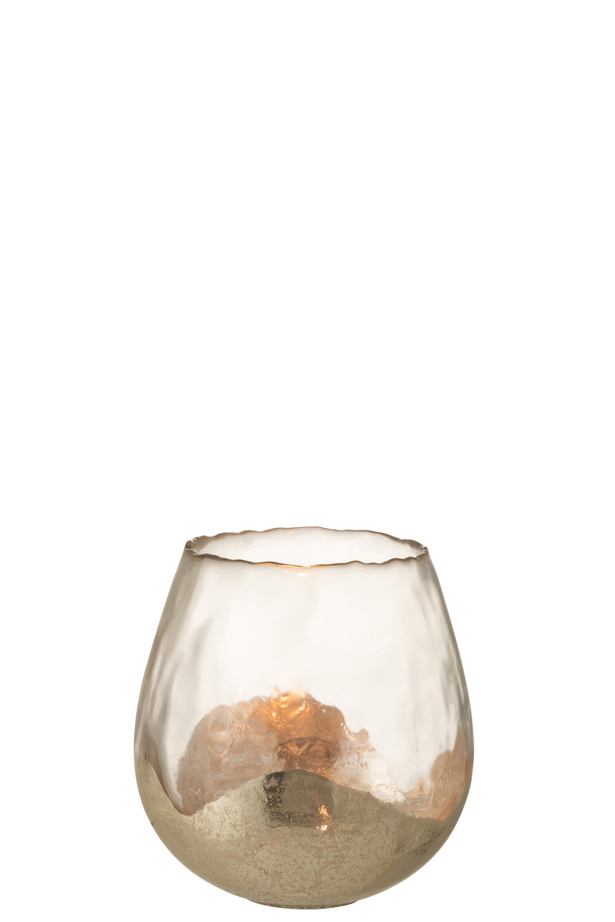 J-Line Theelichthouder Zoe Rond Glas Goud Medium