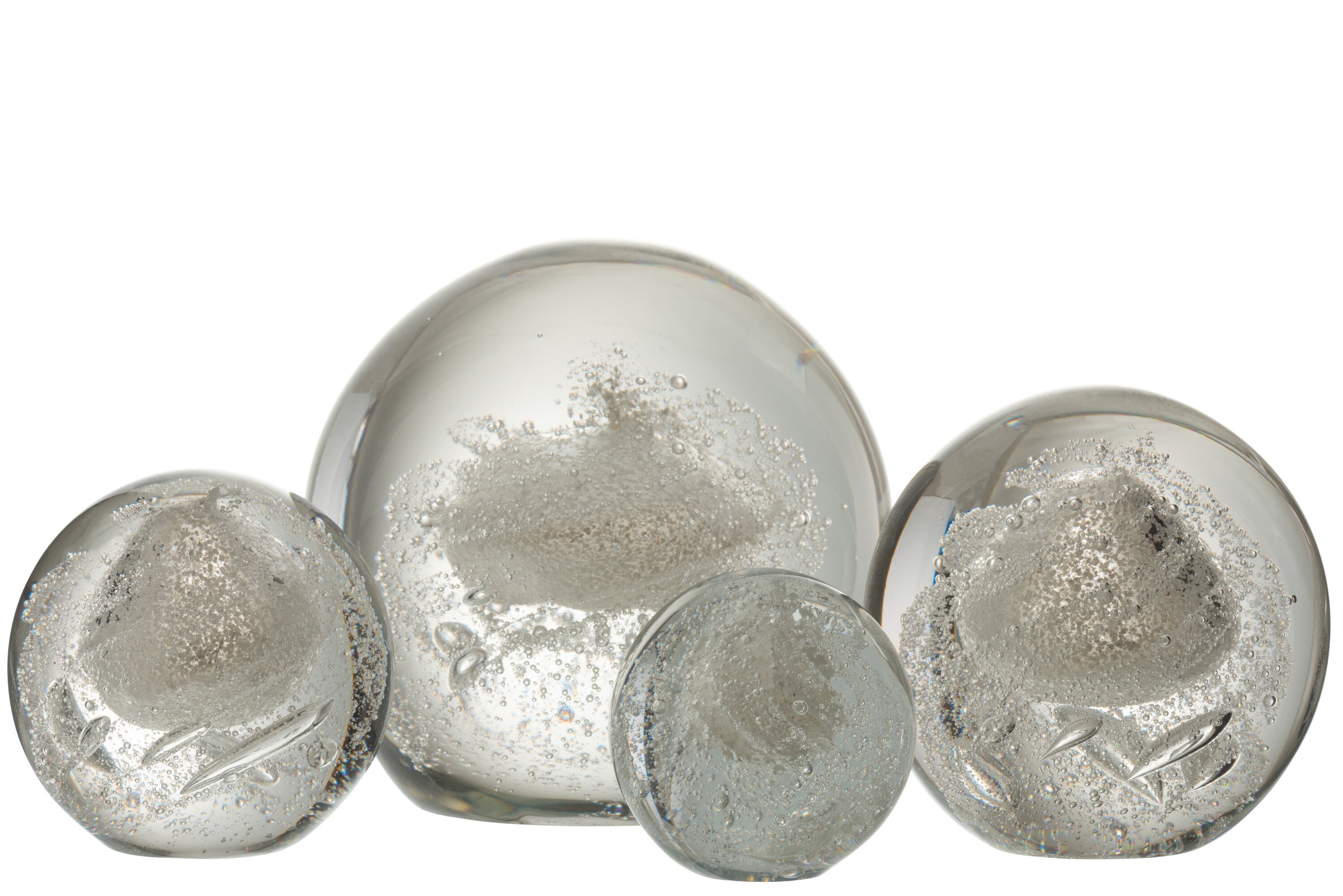 J-Line Presse Papier Bubbel Glas Zilver Extralarge