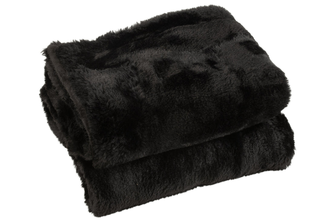 J-Line Plaid Cutie - Fleece Deken – Polyester – 180x130 cm – Zwart