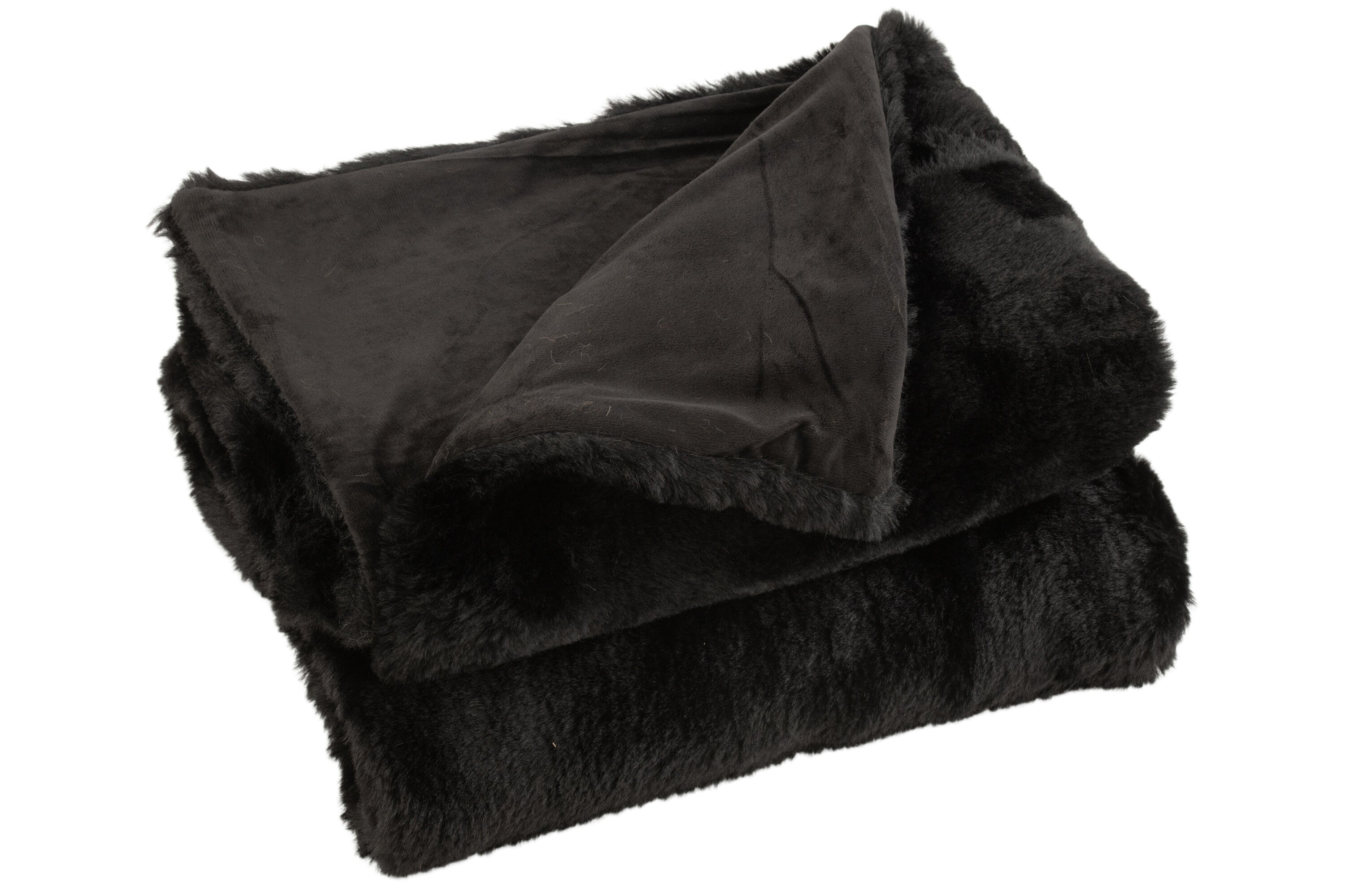 J-Line Plaid Cutie - Fleece Deken – Polyester – 180x130 cm – Zwart