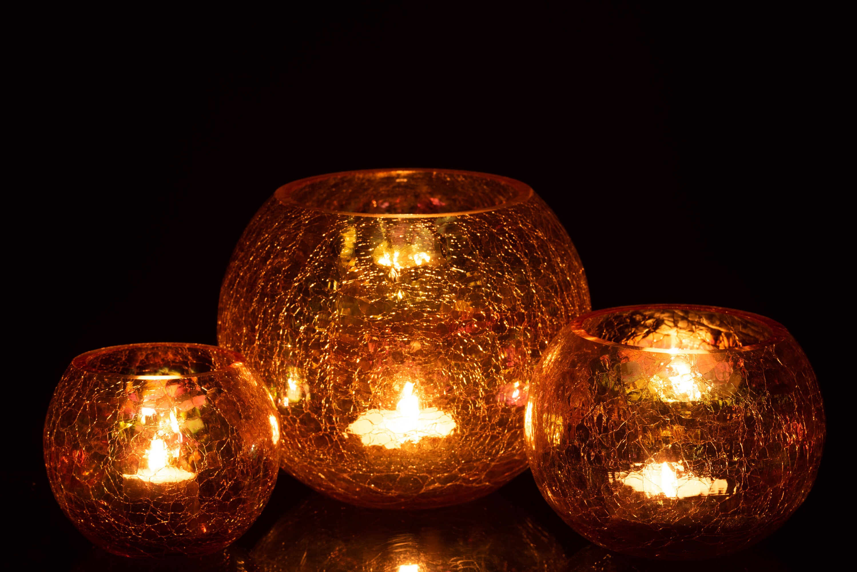 Orkaan Lichtbal Craquelure Glas Parel Effect Amber Groot