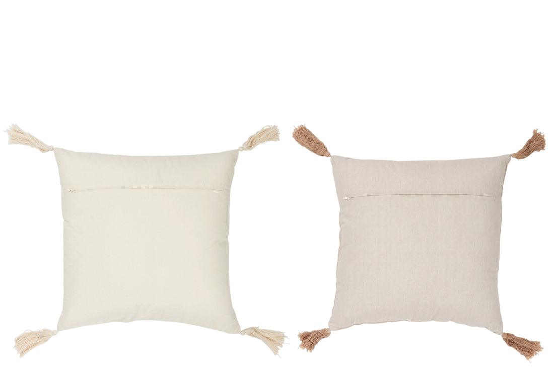 Kussenkwast Katoen Beige/Wit Assortiment Van 2