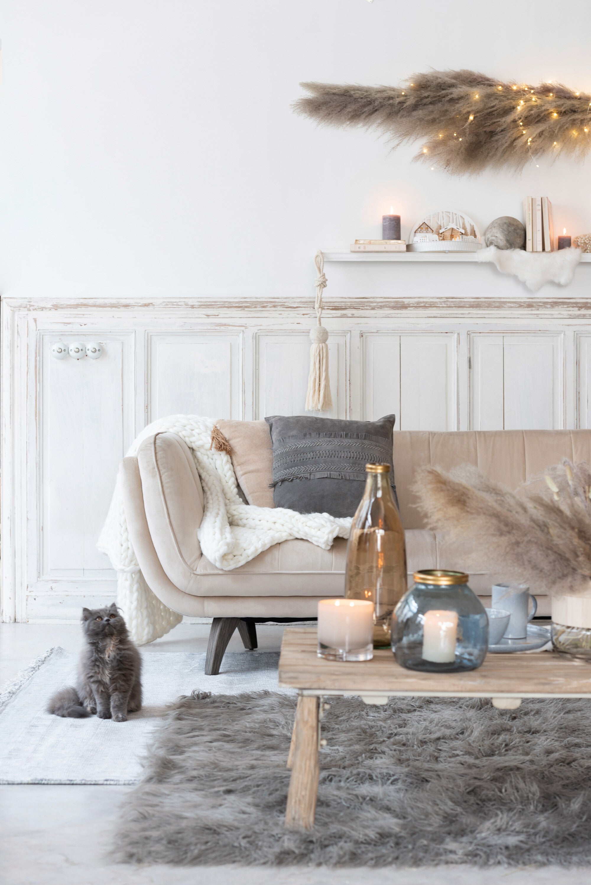 Kussenkwast Katoen Beige/Wit Assortiment Van 2