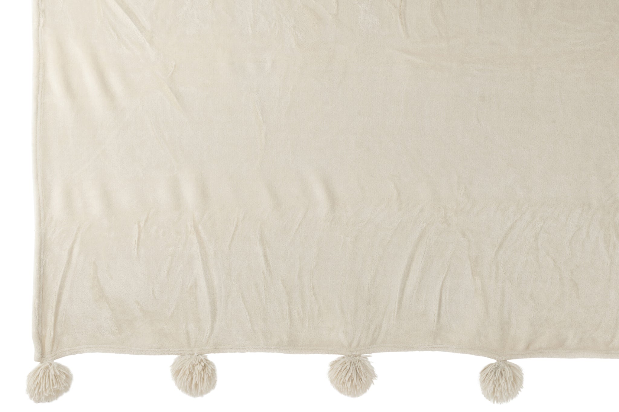 Plaid Pompom Polyester Beige/Mint