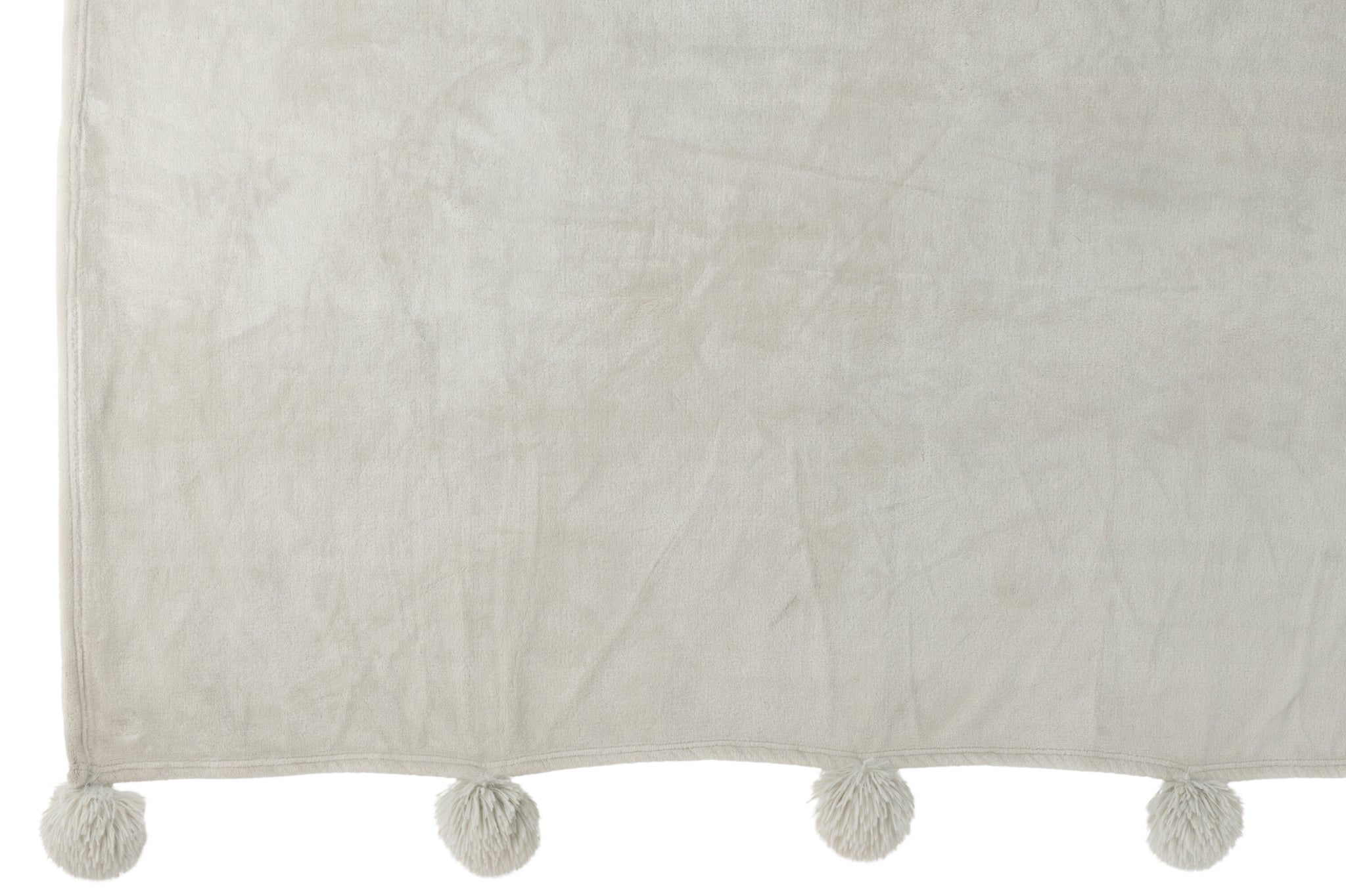 Plaid Pompom Polyester Lichtgrijs