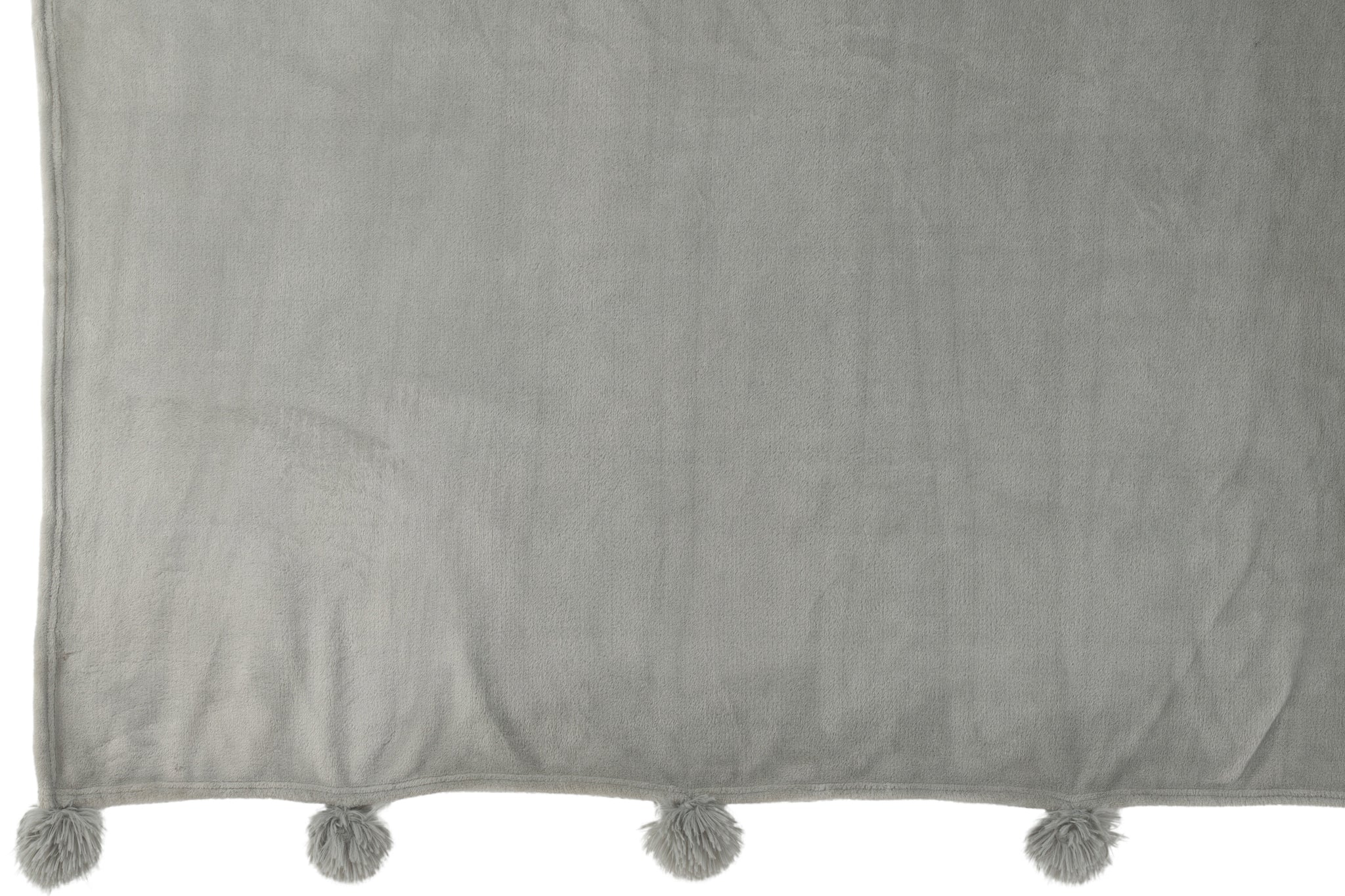 J-Line Plaid Pompom - polyester - grijs - 170 x 130 cm