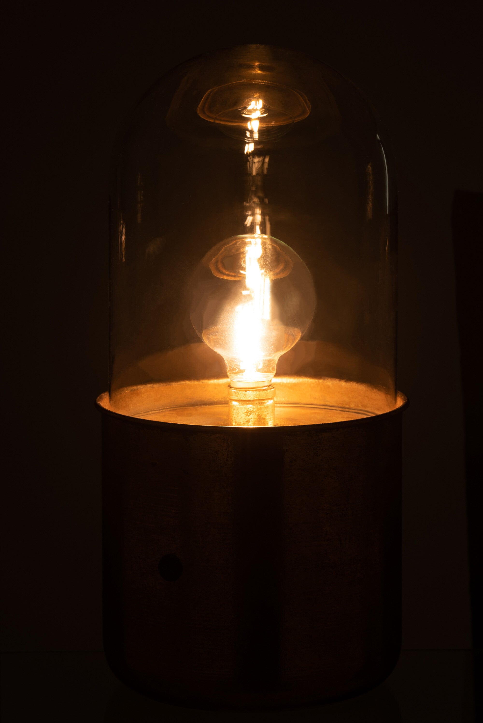 J-Line Tafellamp Antiek Led Glas/Zink Goud Small