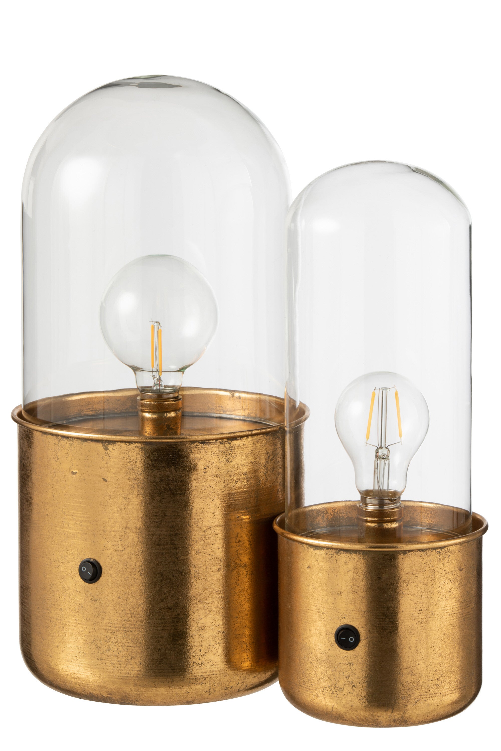 J-Line Tafellamp Antiek Led Glas/Zink Goud Small