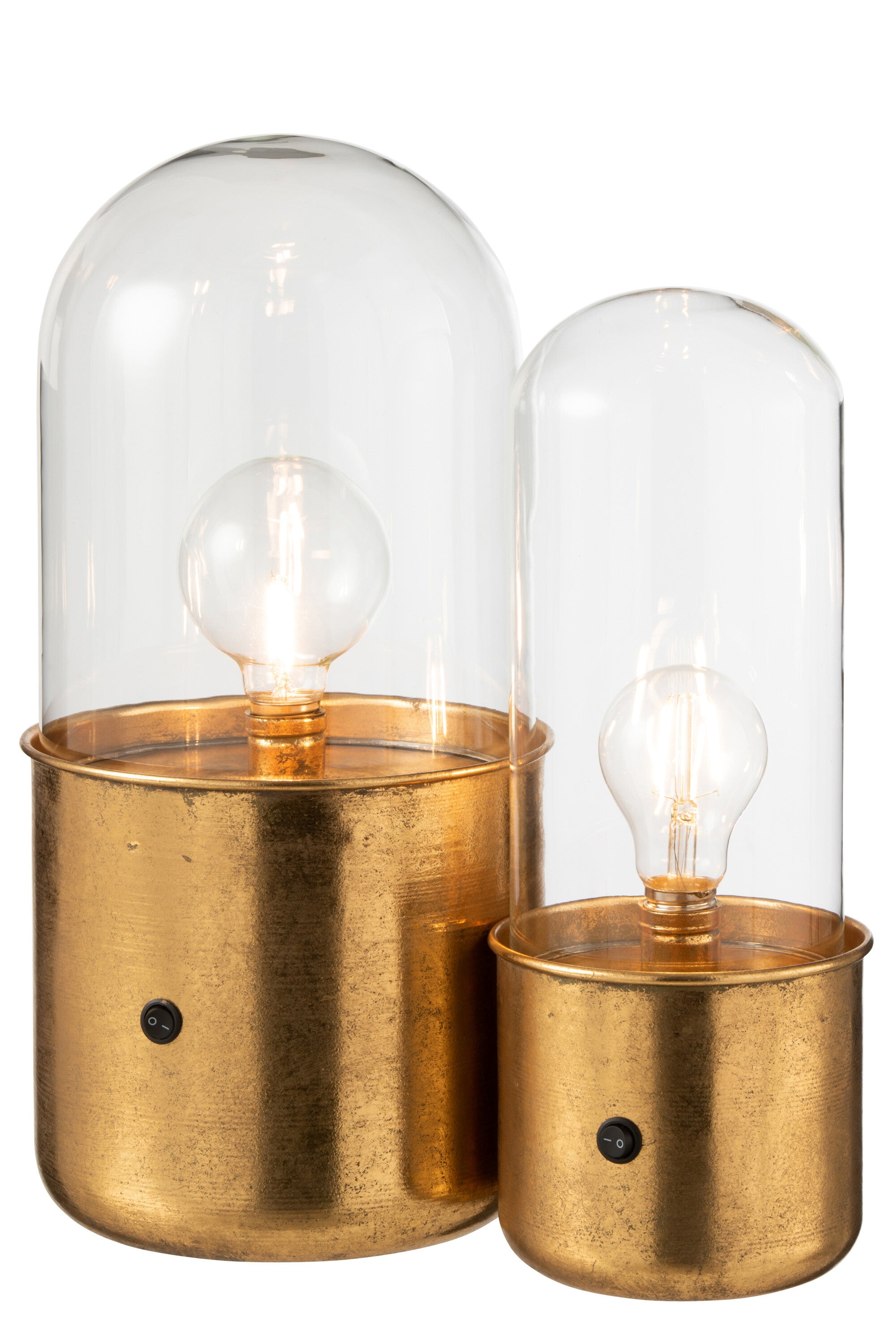 J-Line Tafellamp Antiek Led Glas/Zink Goud Small
