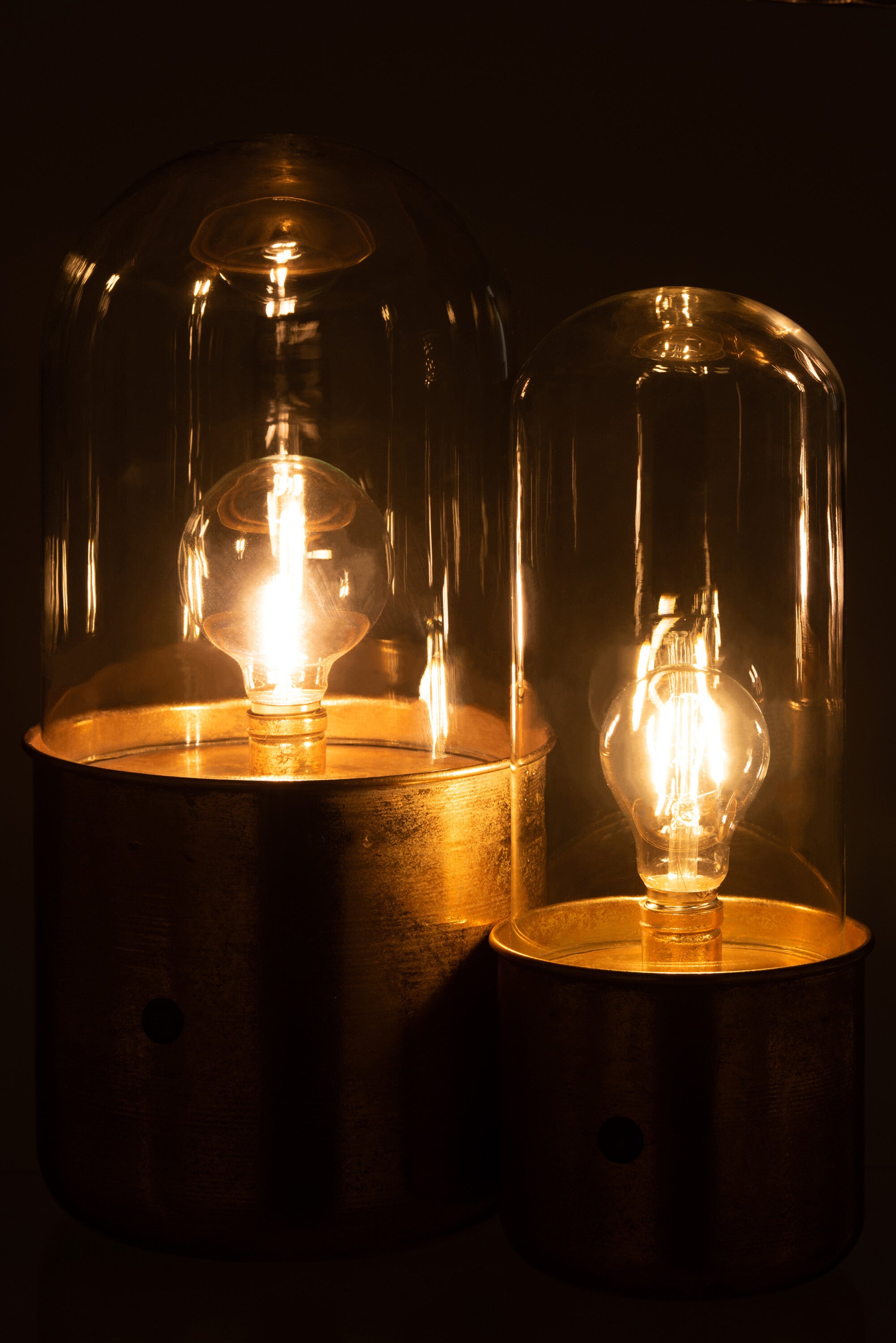 J-Line Tafellamp Antiek Led Glas/Zink Goud Small