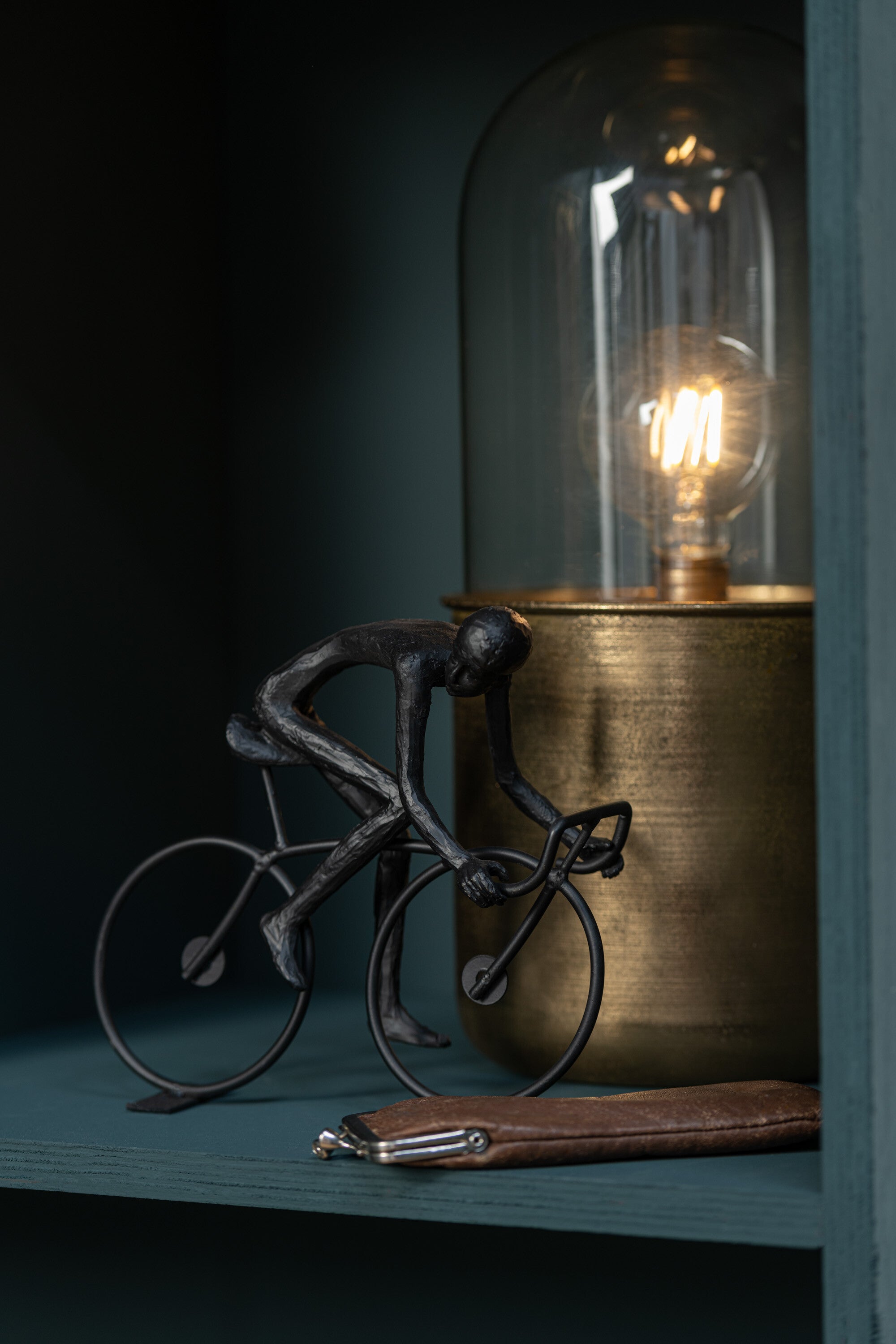 J-Line Tafellamp Antiek Led Glas/Zink Goud Small
