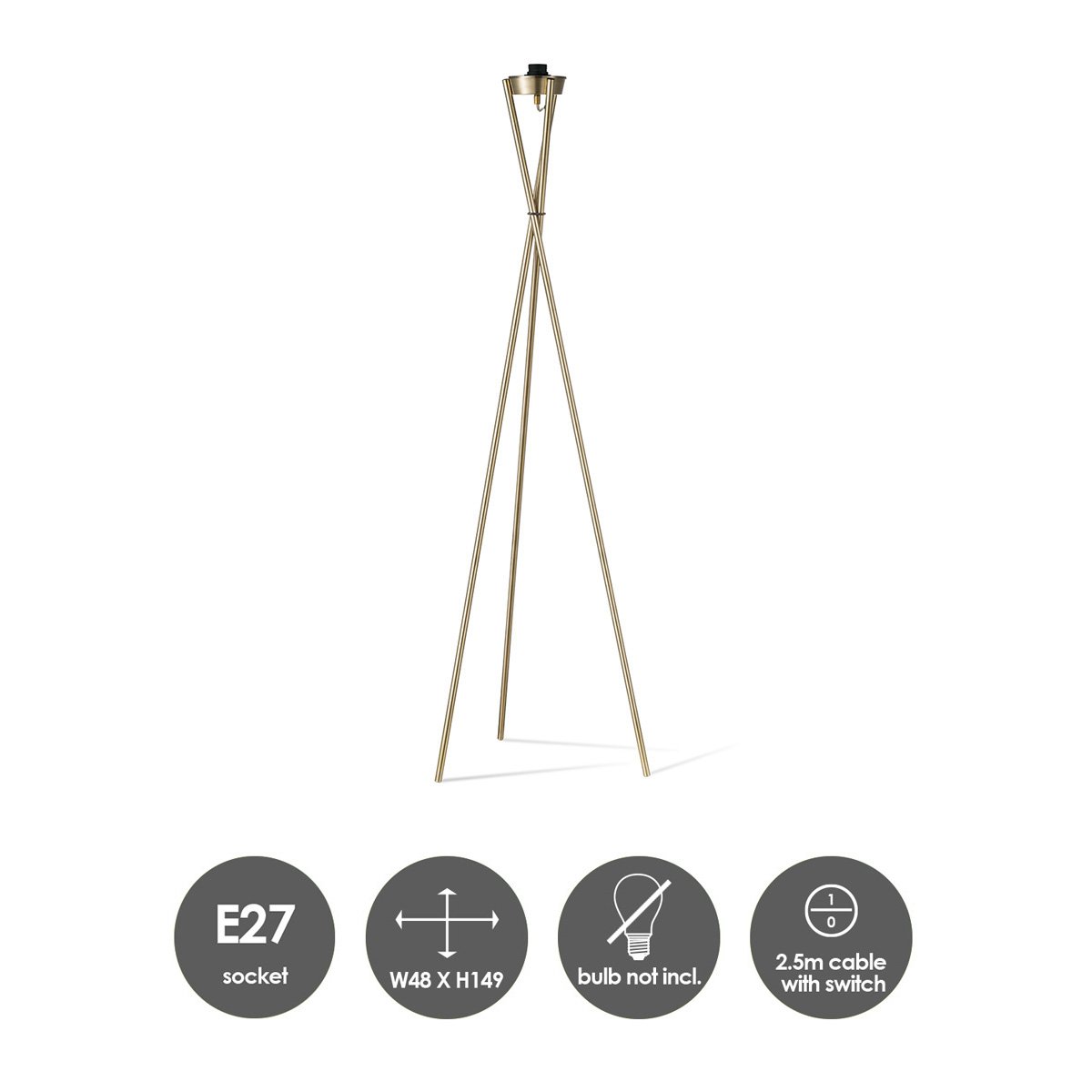 vloerlamp voet Tripod 48/48/149cm - Messing