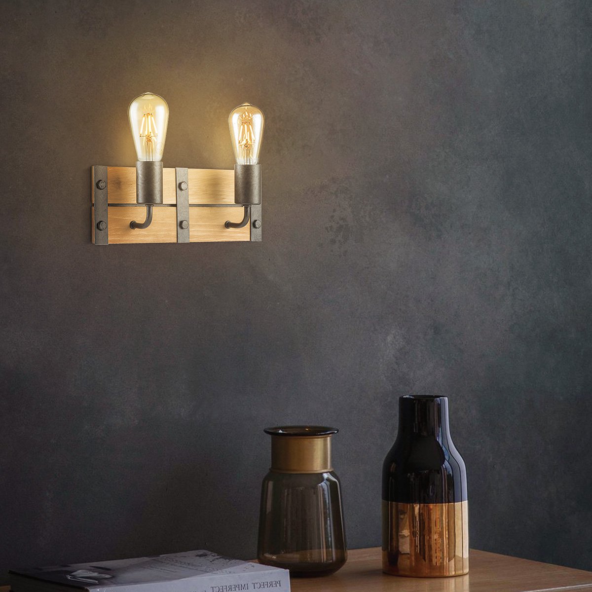 Industriële Wandlamp Denton | 35/11/13cm | Antraciet