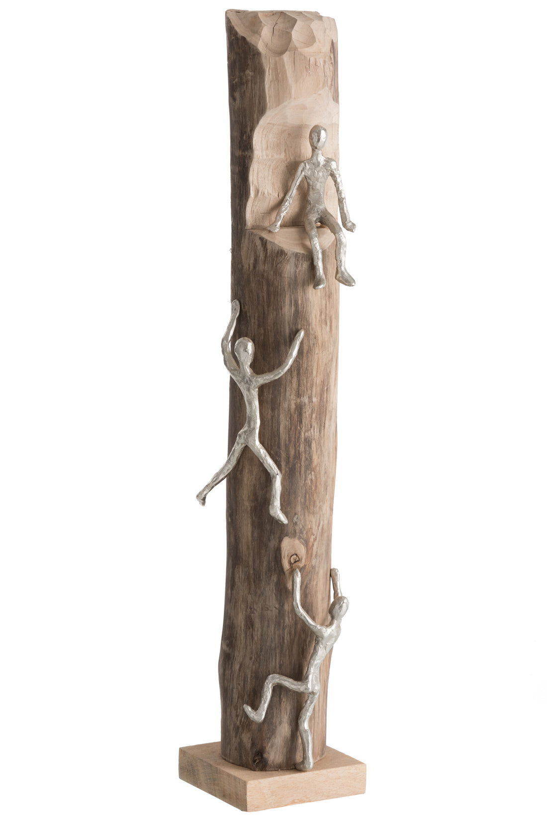 J-Line Figuur 3Klimmers Hout/Aluminium Naturel/Zilver