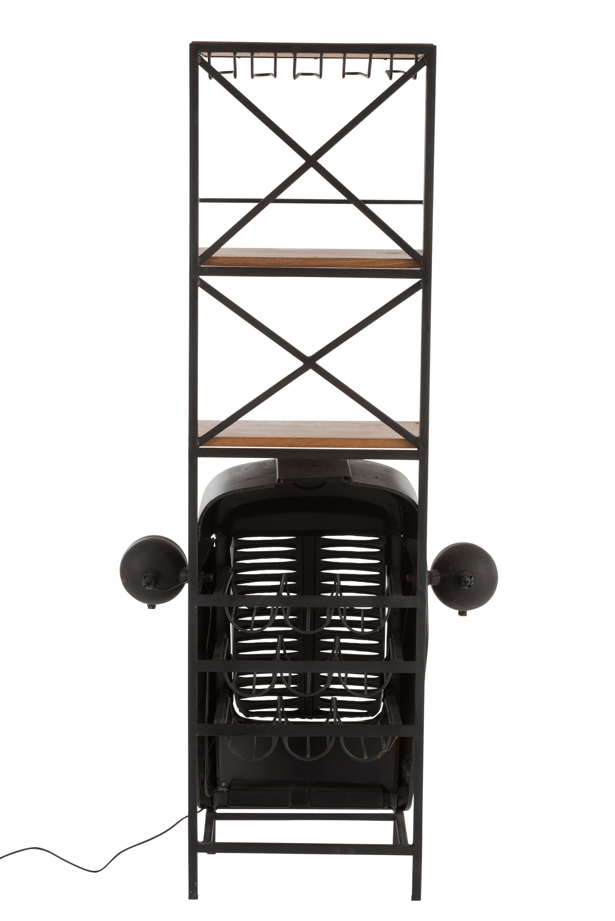 Bar Tractor Voorkant Metaal/Hout Zwart/Natuurlijk