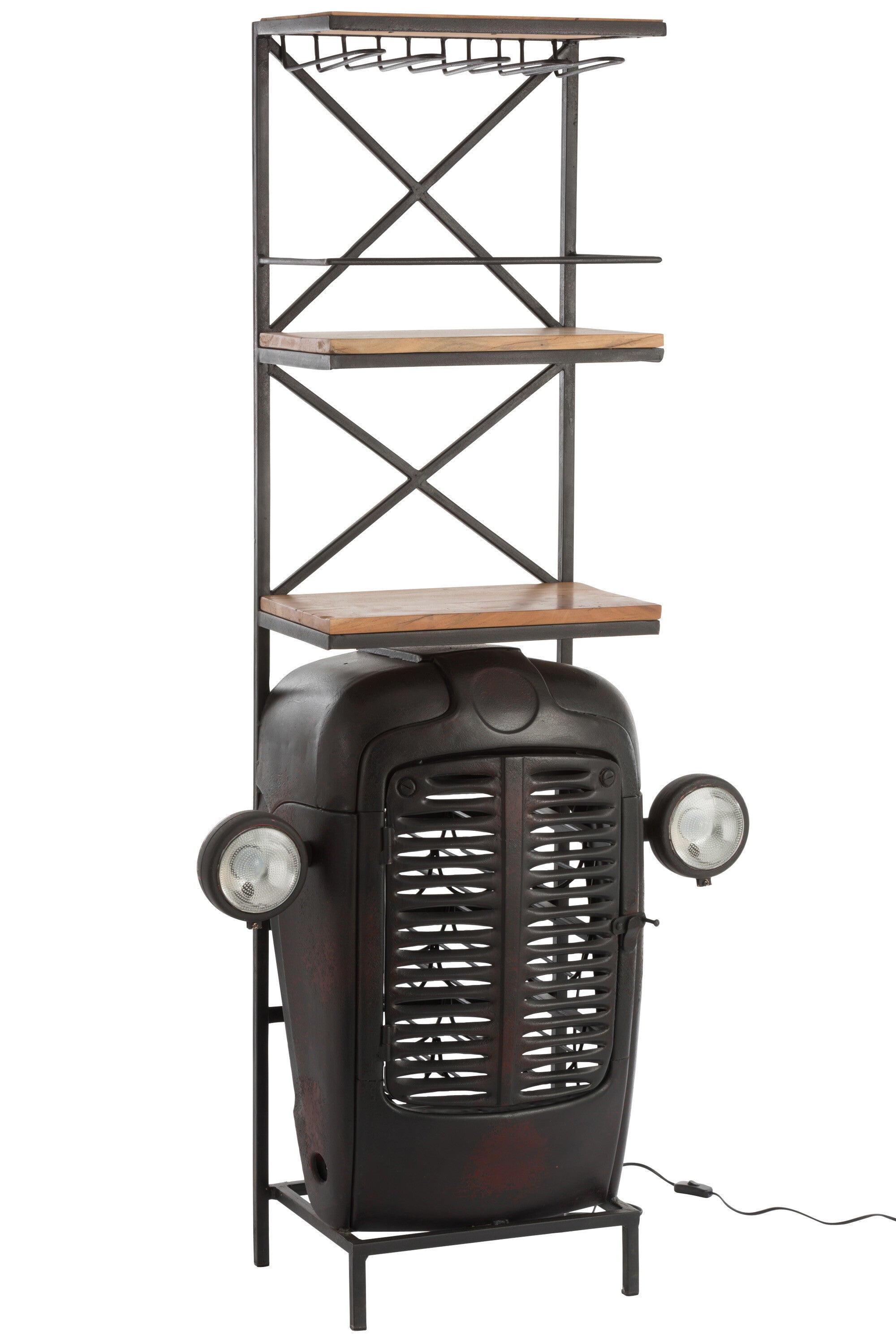 Bar Tractor Voorkant Metaal/Hout Zwart/Natuurlijk