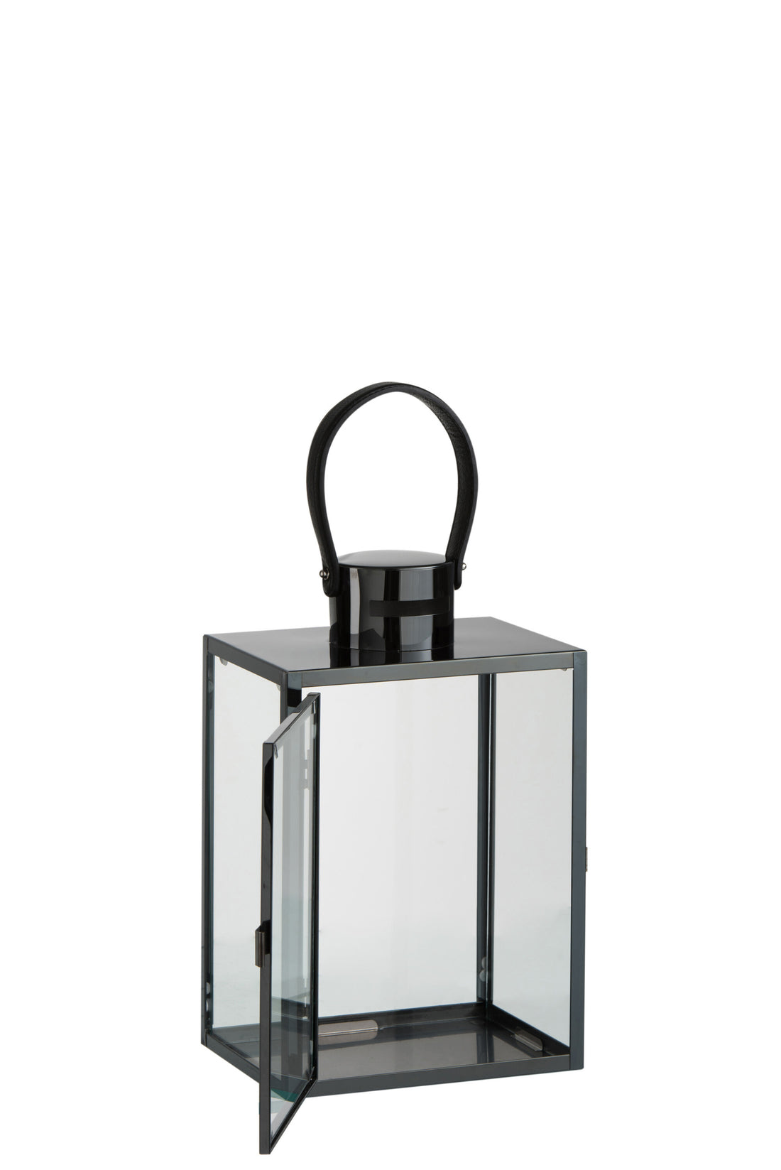 J-Line lantaarn Rechthoekig - metaal/glas - zwart